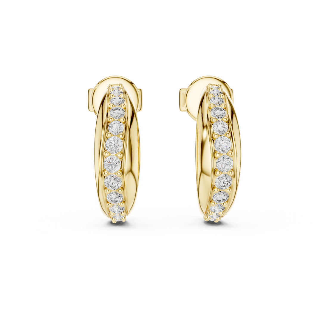 Graduated Pave Diamond Hoop Earrings
