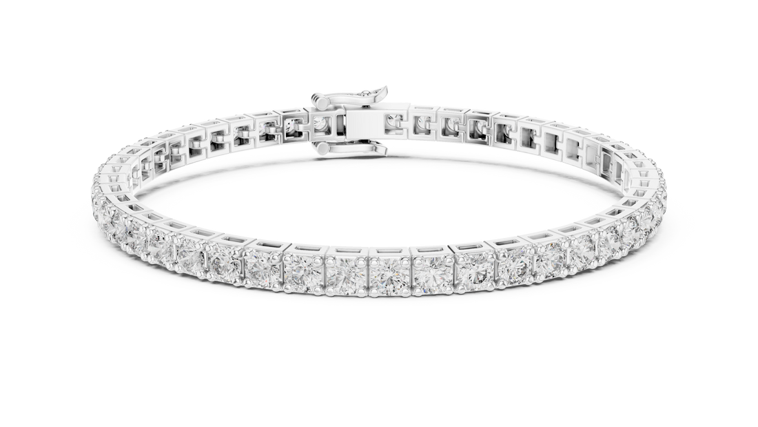 Round Diamond Collet Link Tennis Bracelet (11.10 TCW)