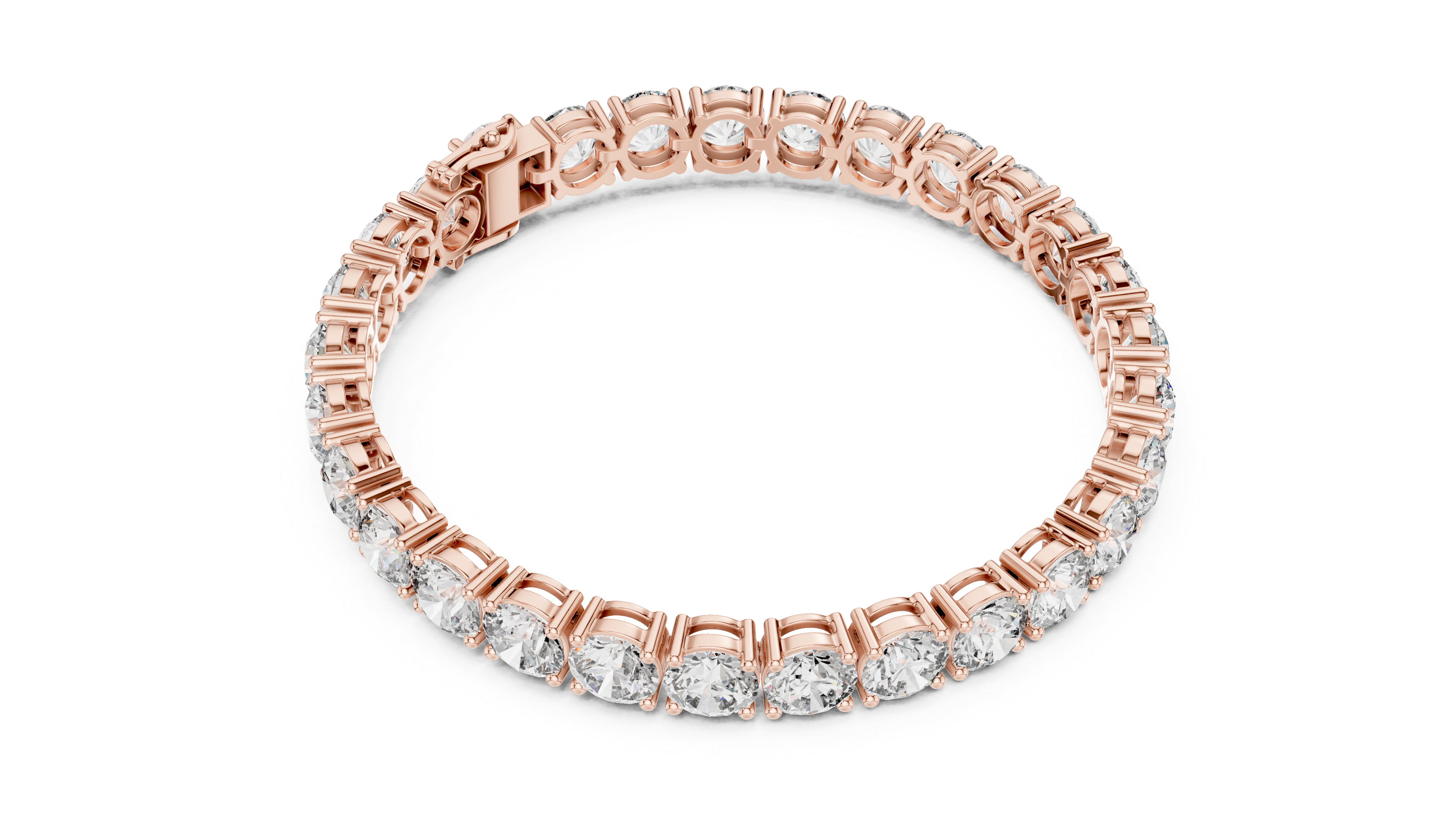 Round Diamond Collet Link Tennis Bracelet (24.65 TCW)