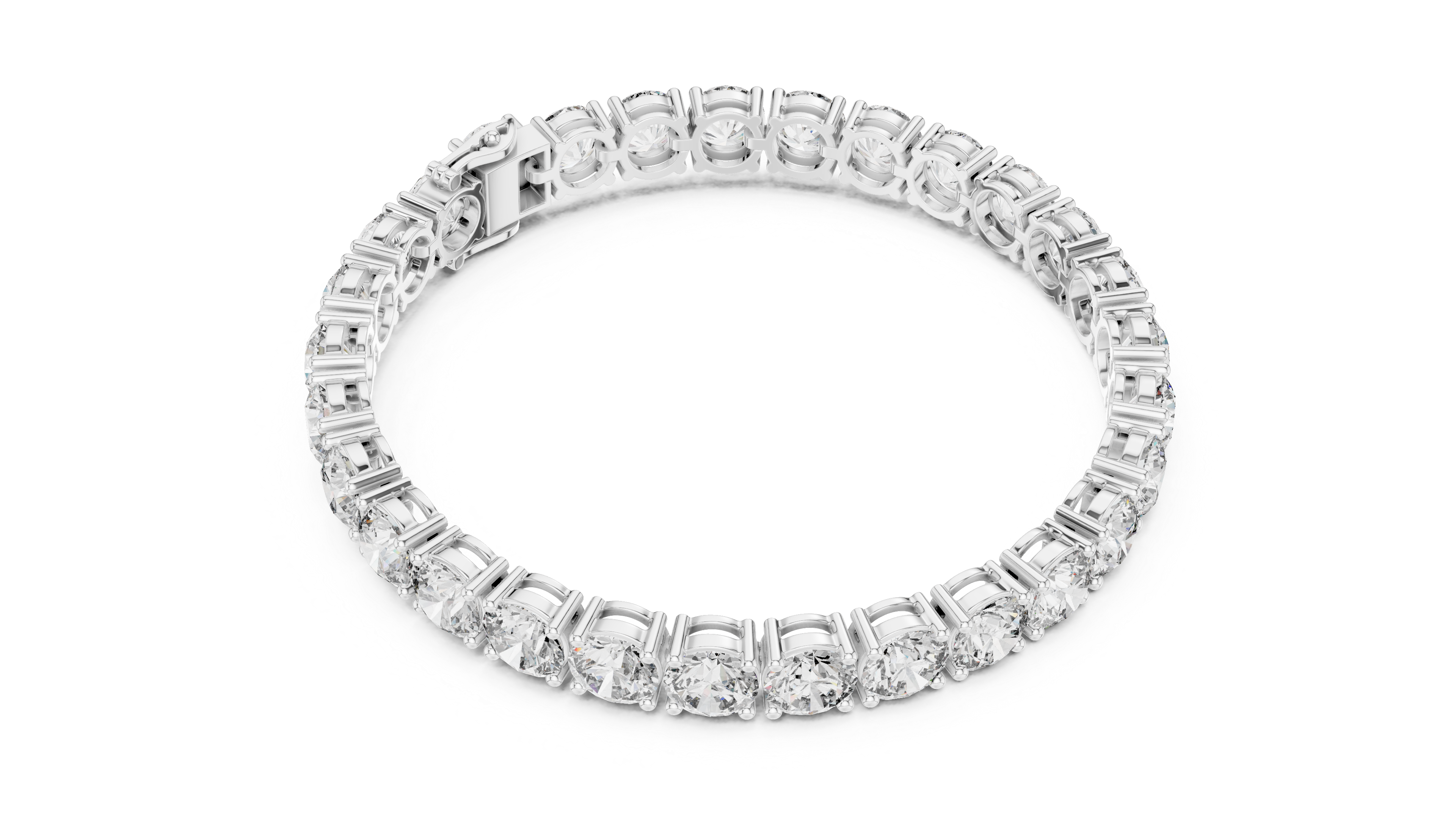 Round Diamond Collet Link Tennis Bracelet (24.65 TCW)