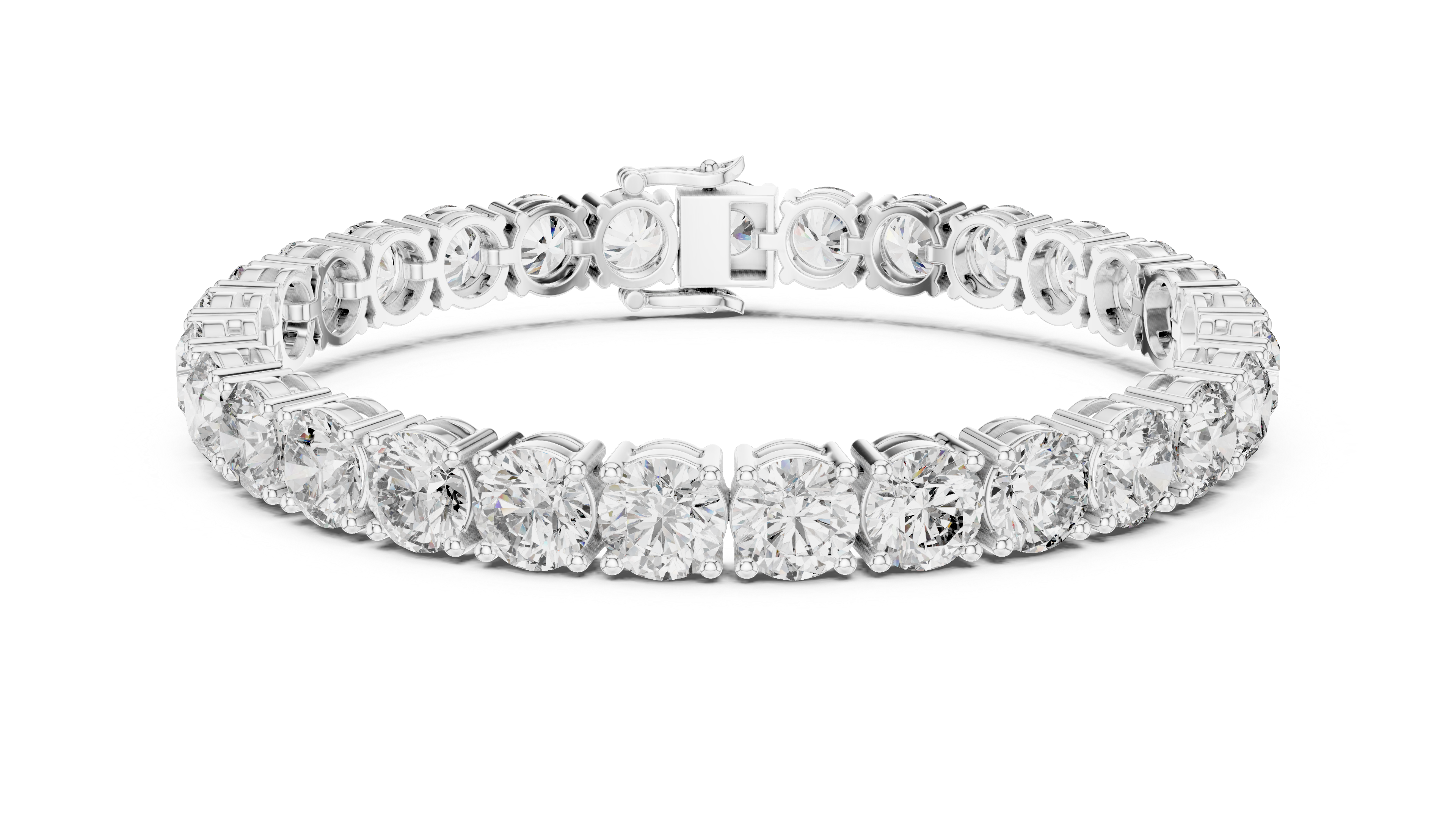 Round Diamond Collet Link Tennis Bracelet (24.65 TCW)
