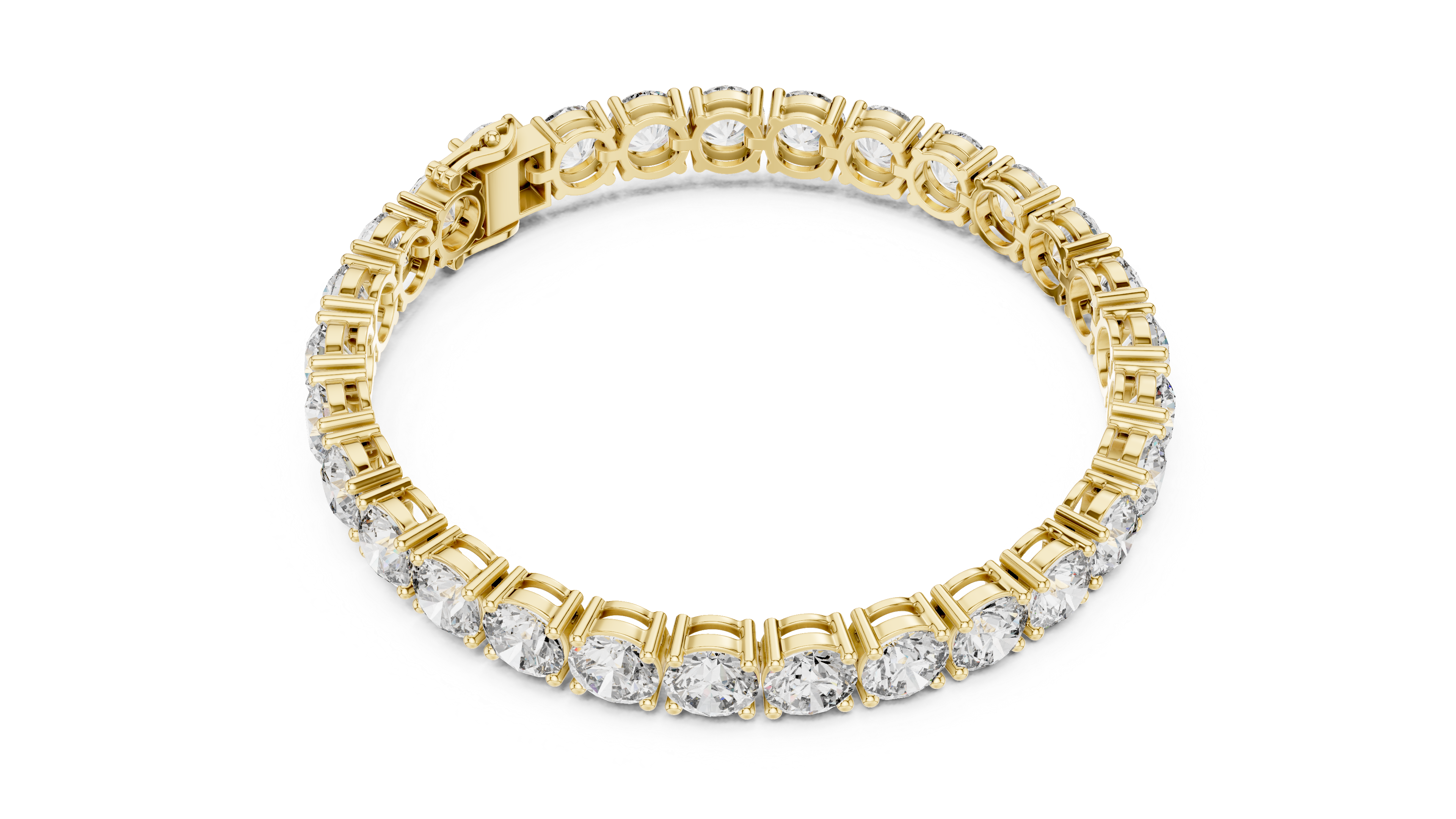 Round Diamond Collet Link Tennis Bracelet (24.65 TCW)