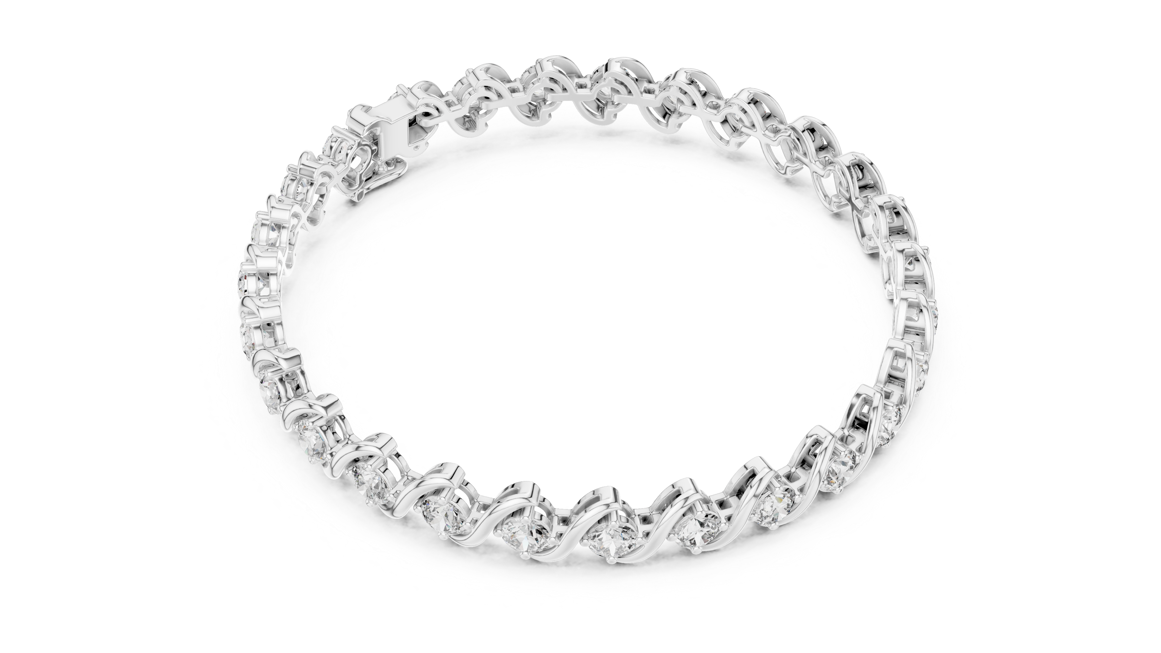 24 Pointers  Round Diamond S-Link Bracelet