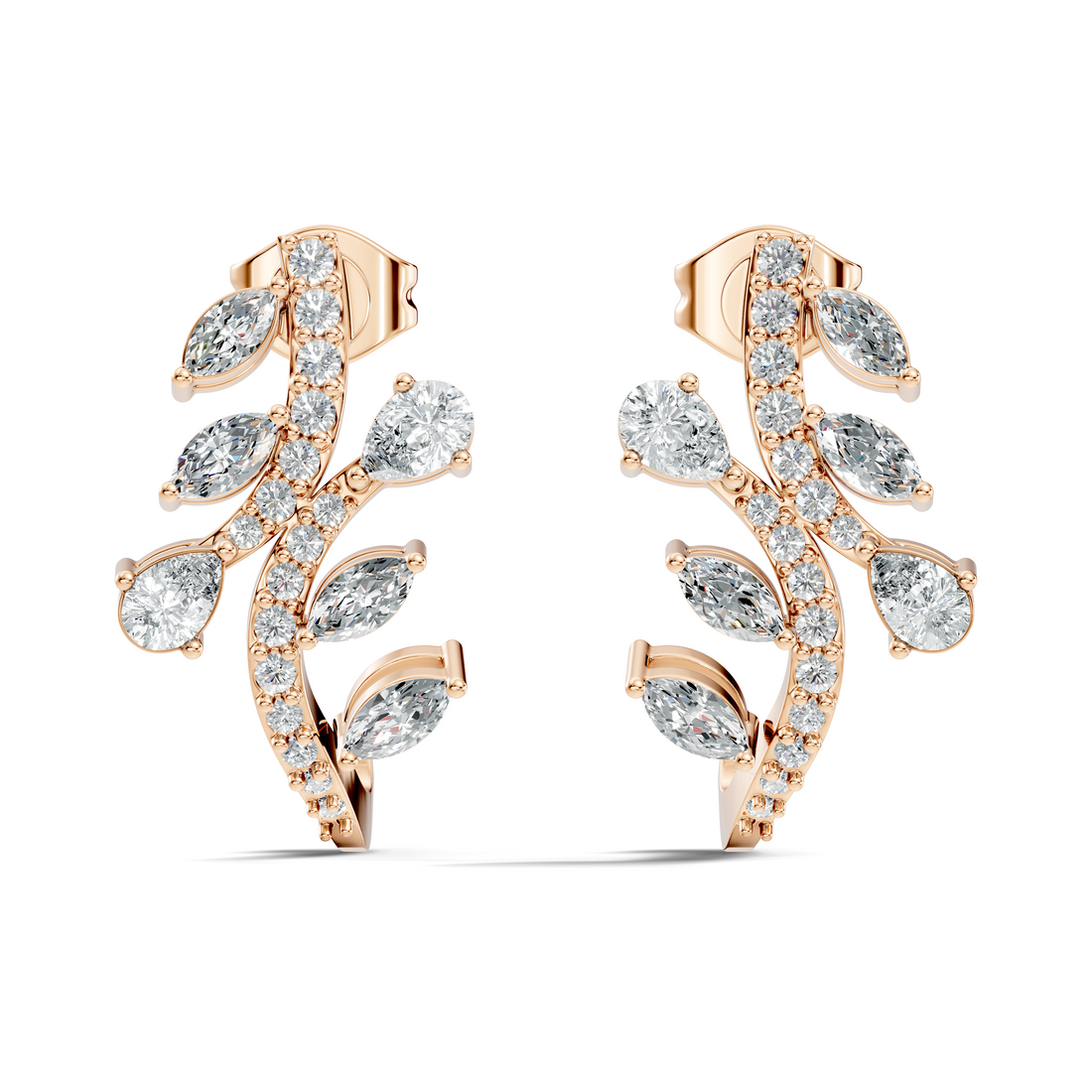 Marquise & Pear Diamond Leaf Crawler Earrings