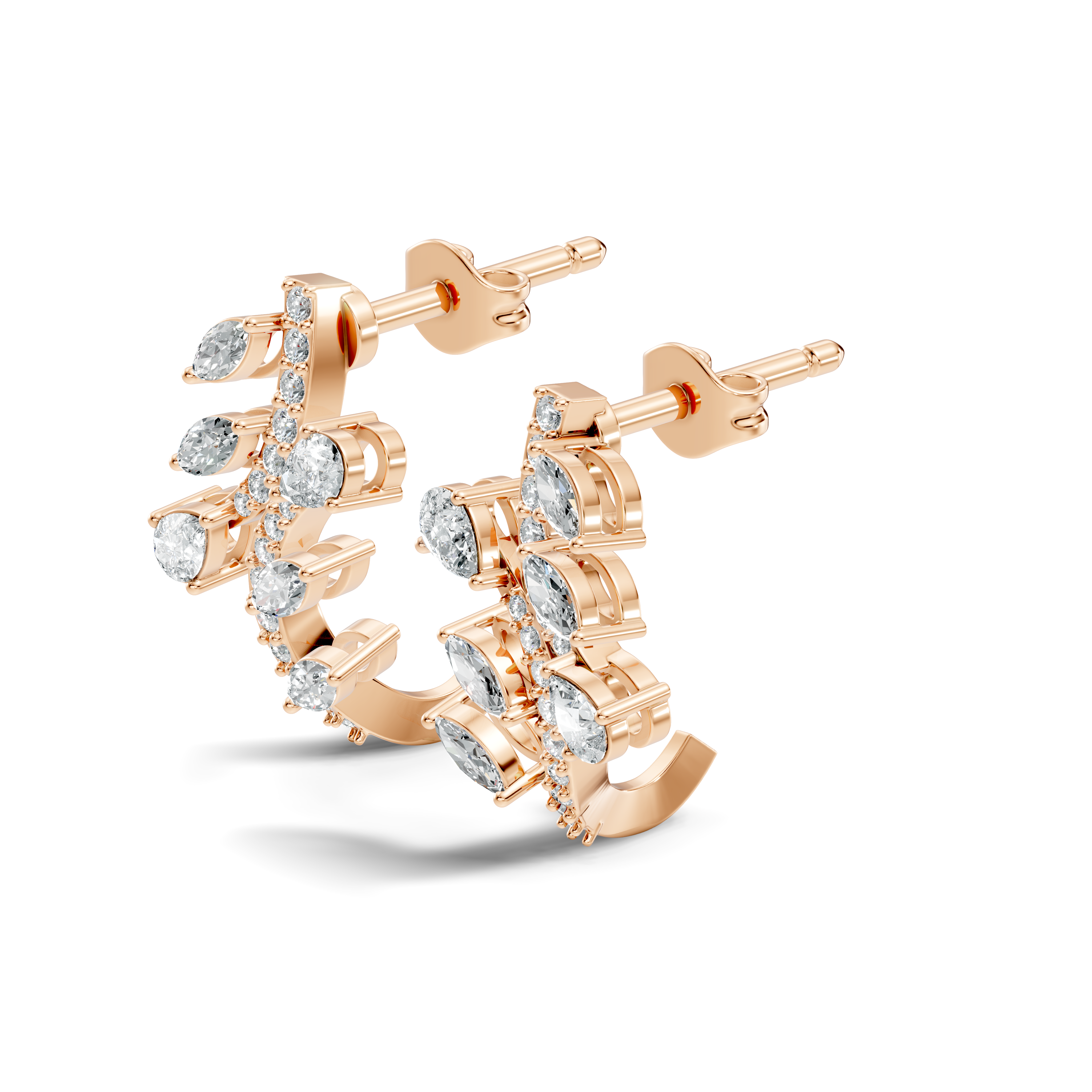 Marquise & Pear Diamond Leaf Crawler Earrings