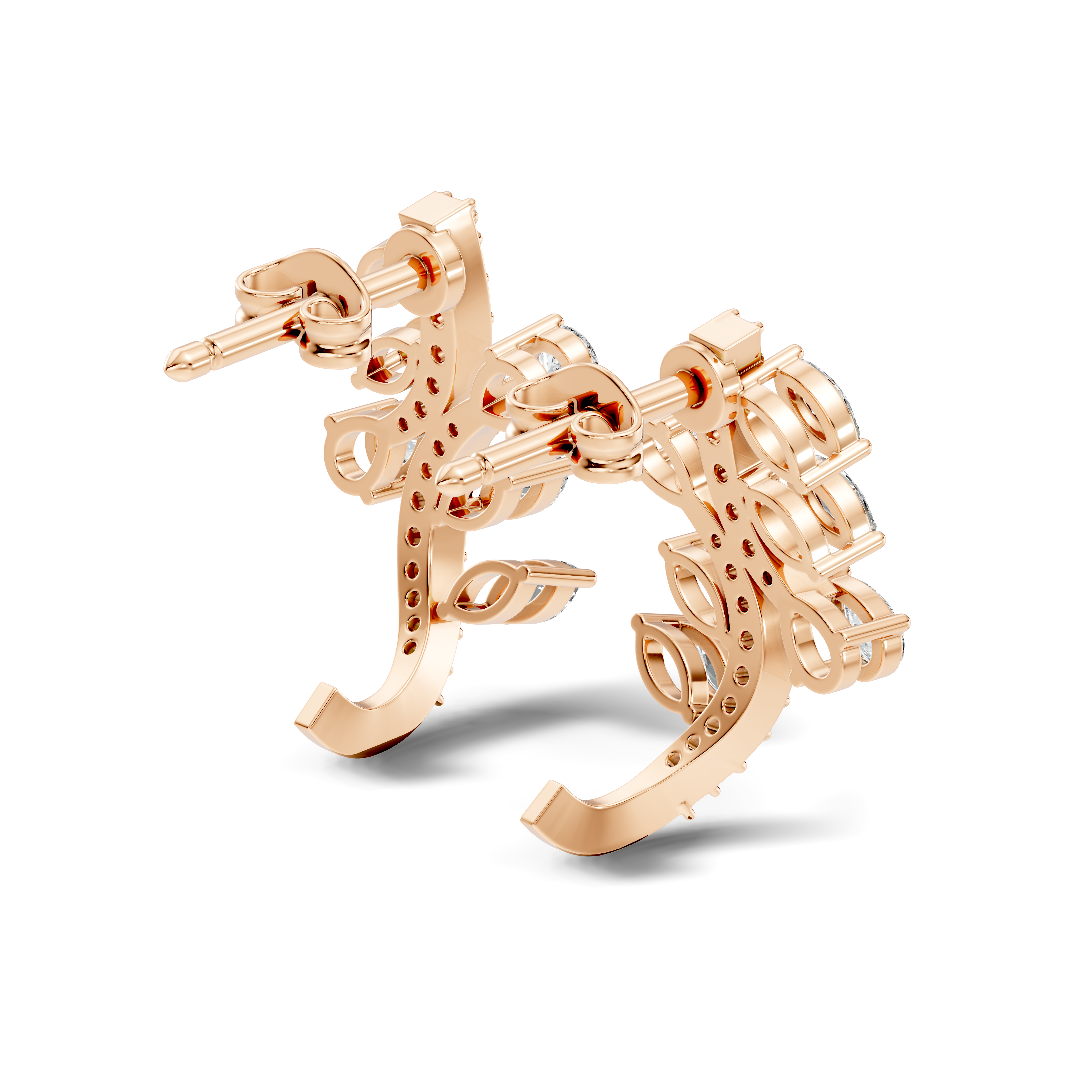 Marquise & Pear Diamond Leaf Crawler Earrings
