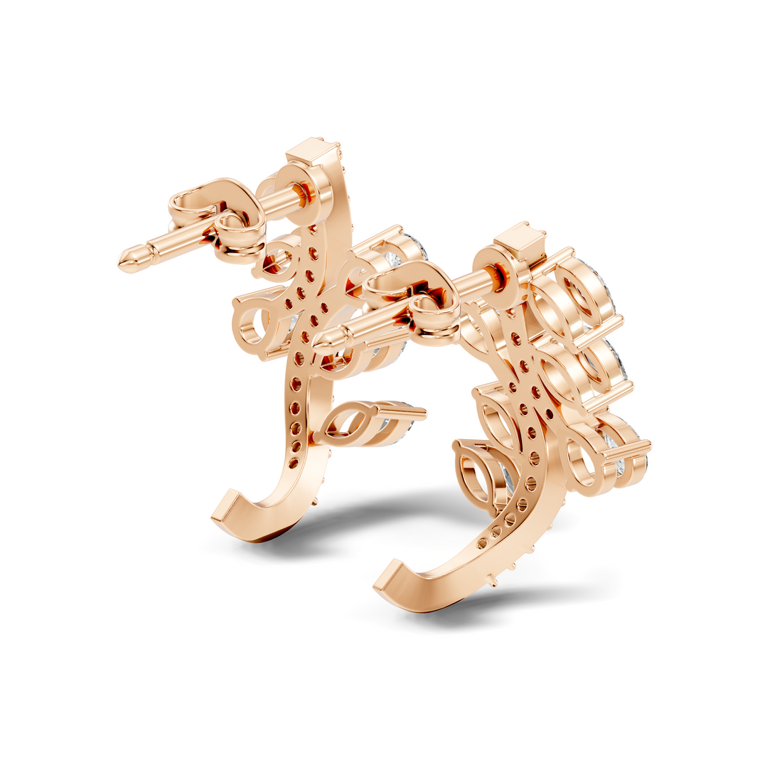 Marquise & Pear Diamond Leaf Crawler Earrings