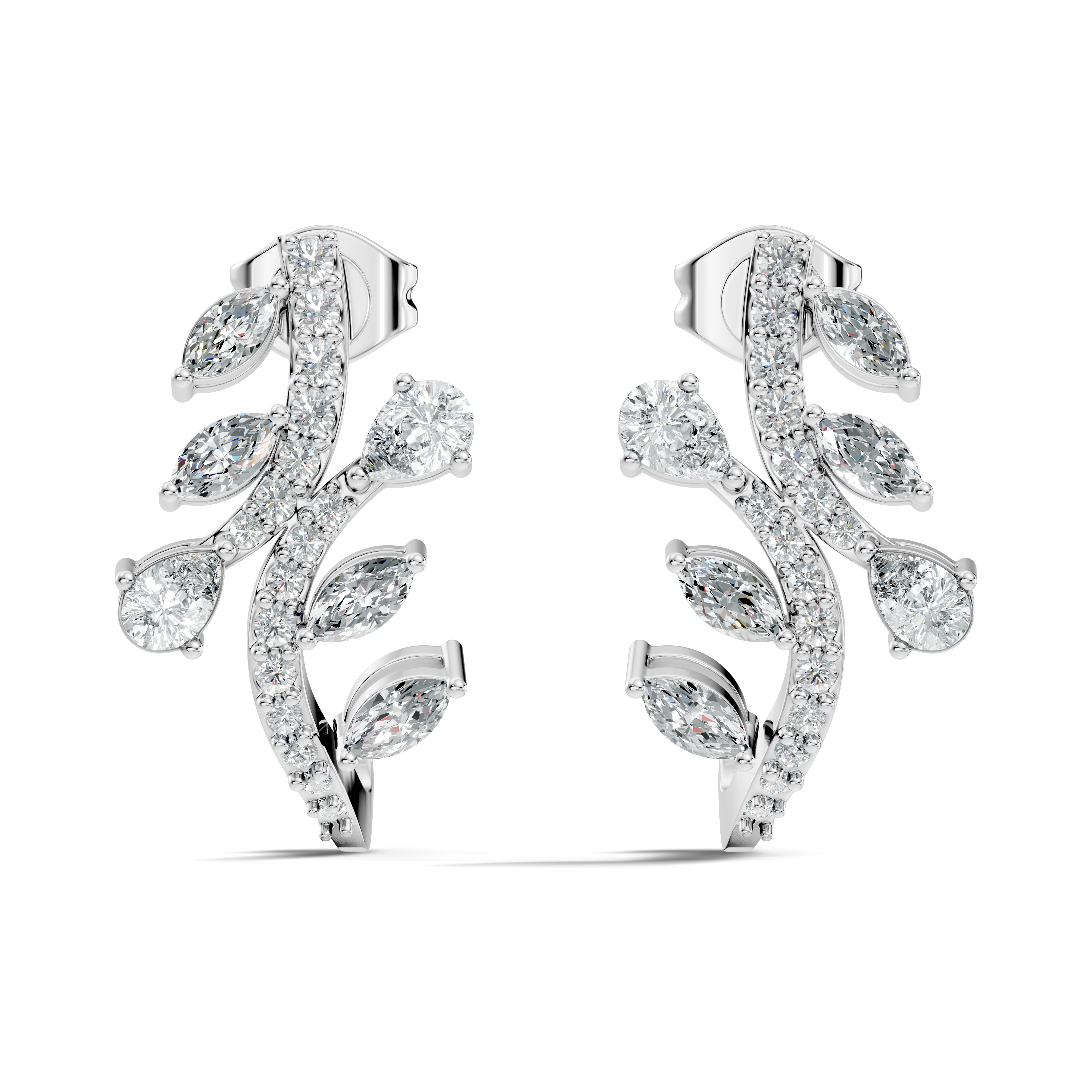 Marquise & Pear Diamond Leaf Crawler Earrings