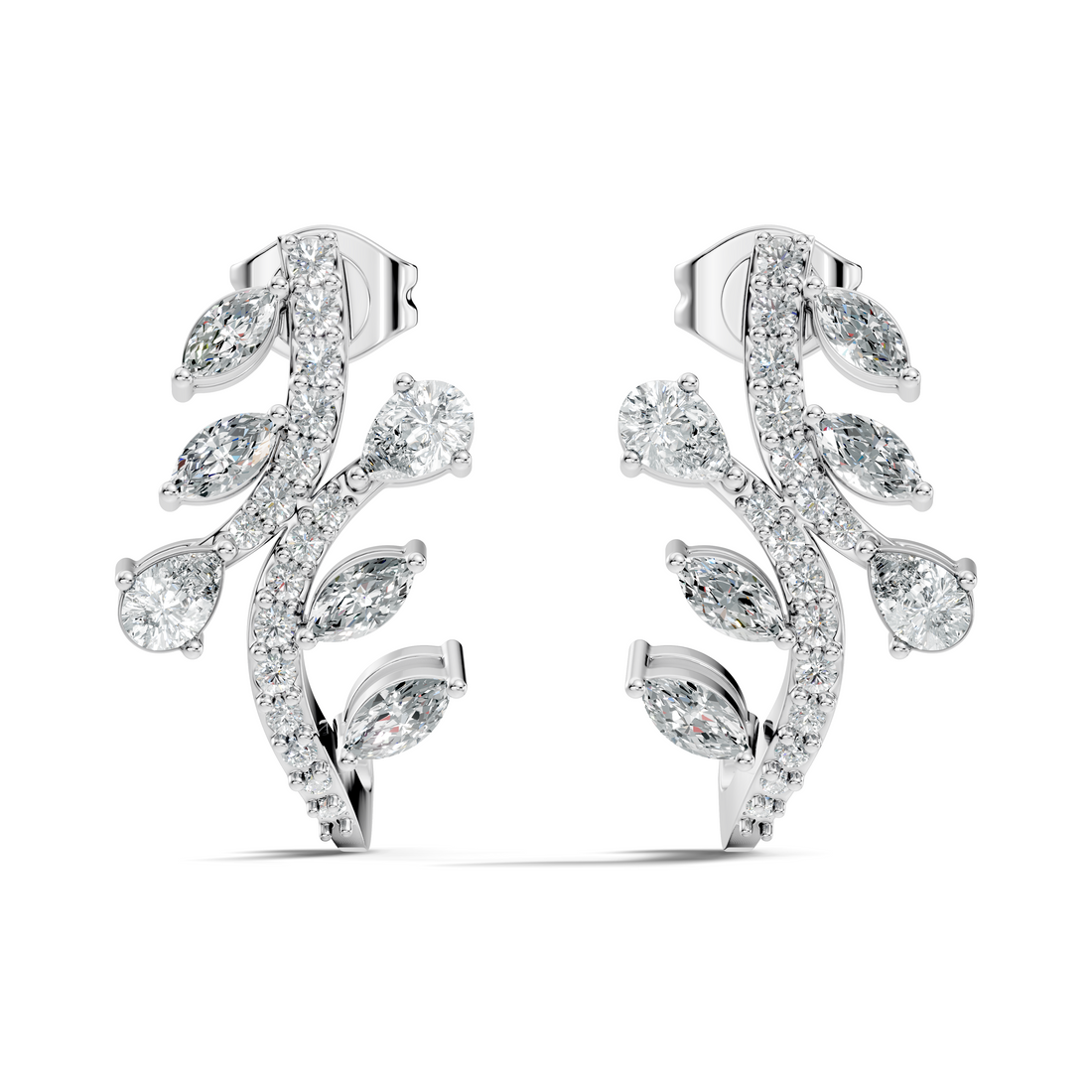 Marquise & Pear Diamond Leaf Crawler Earrings
