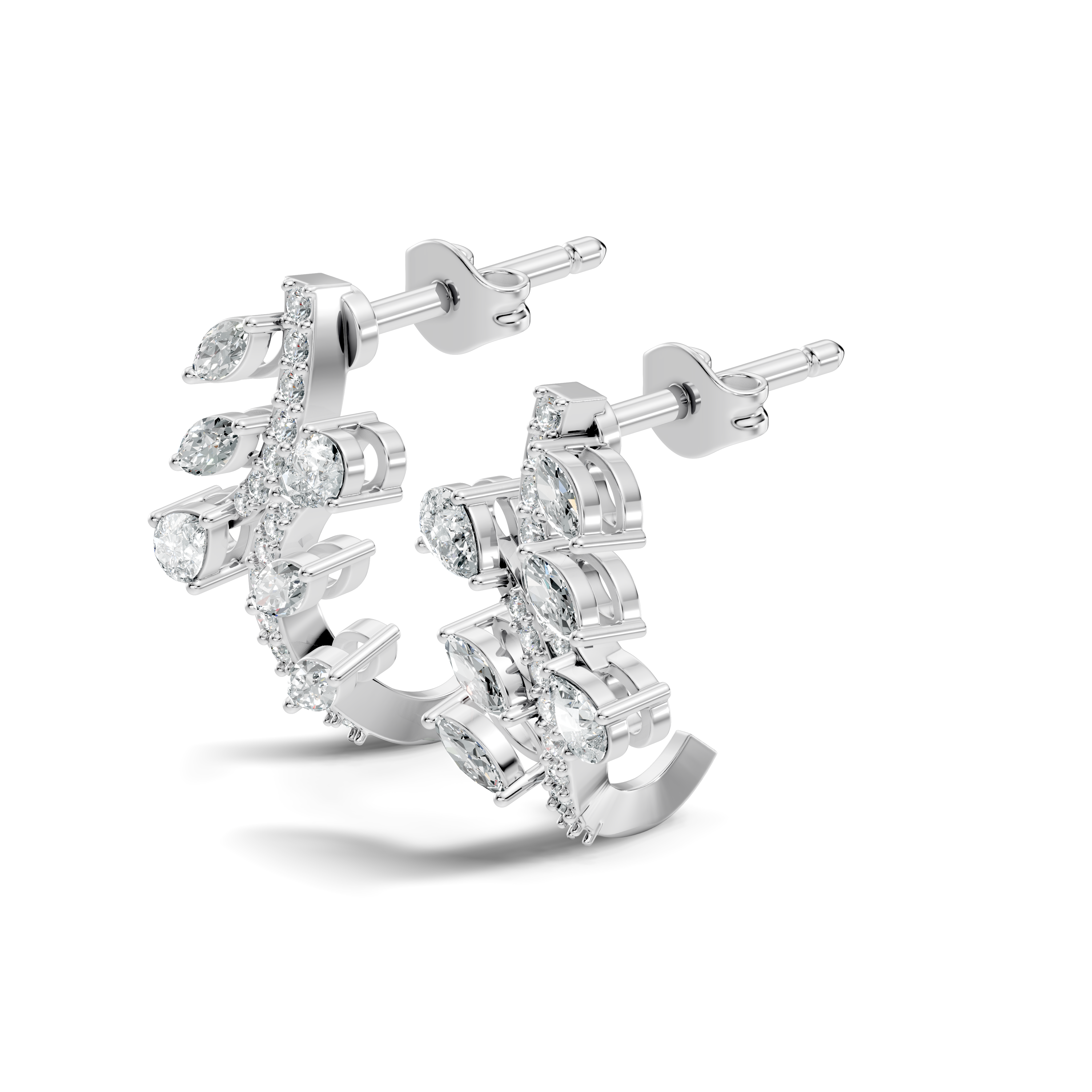 Marquise & Pear Diamond Leaf Crawler Earrings