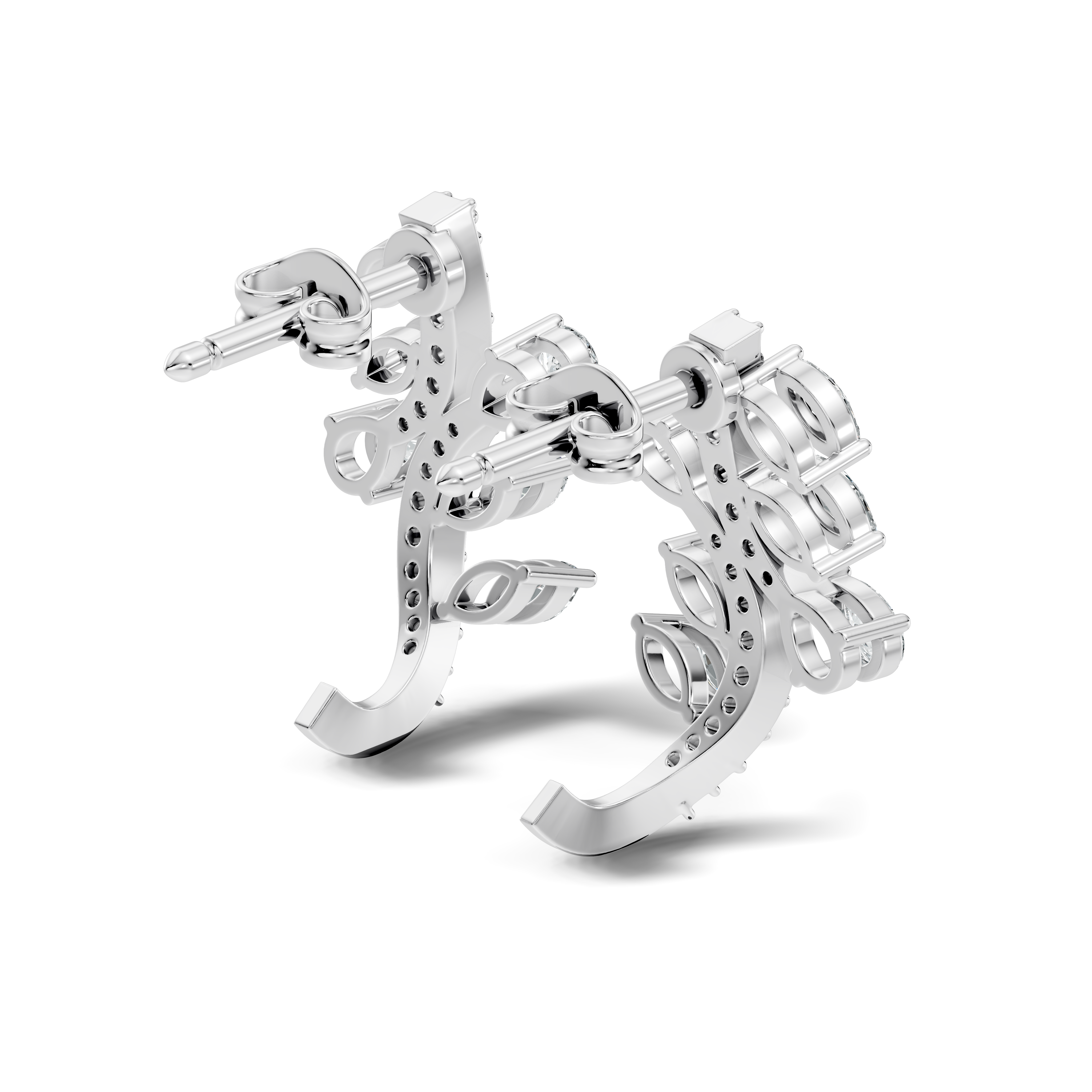 Marquise & Pear Diamond Leaf Crawler Earrings