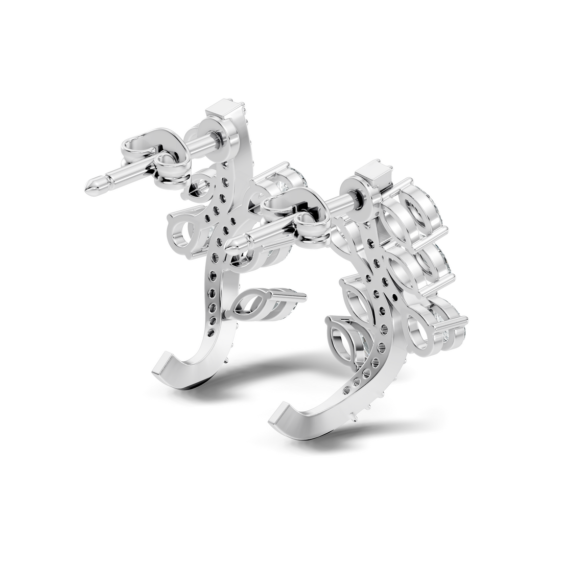 Marquise & Pear Diamond Leaf Crawler Earrings