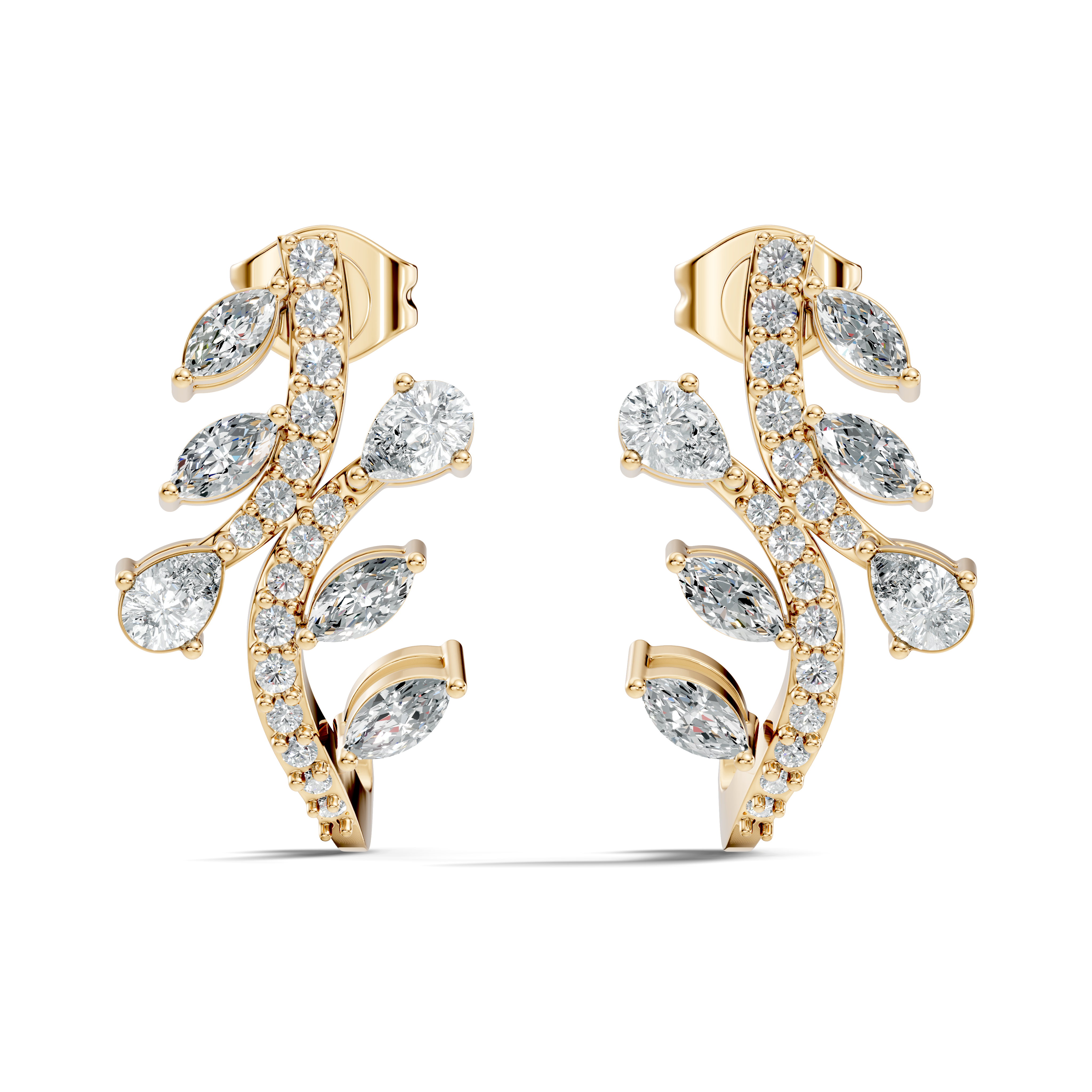 Marquise & Pear Diamond Leaf Crawler Earrings