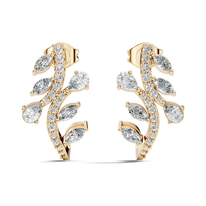 Marquise & Pear Diamond Leaf Crawler Earrings