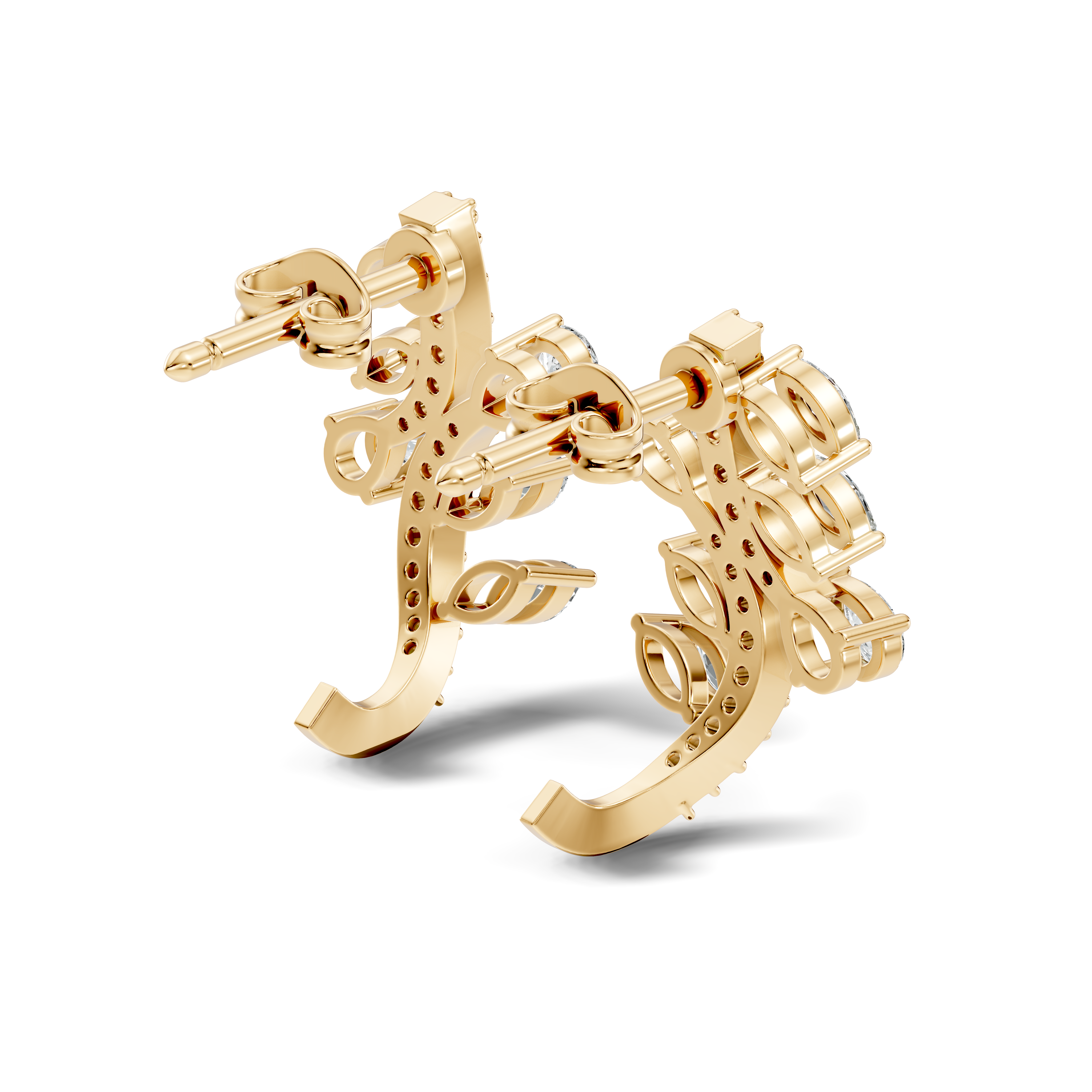 Marquise & Pear Diamond Leaf Crawler Earrings