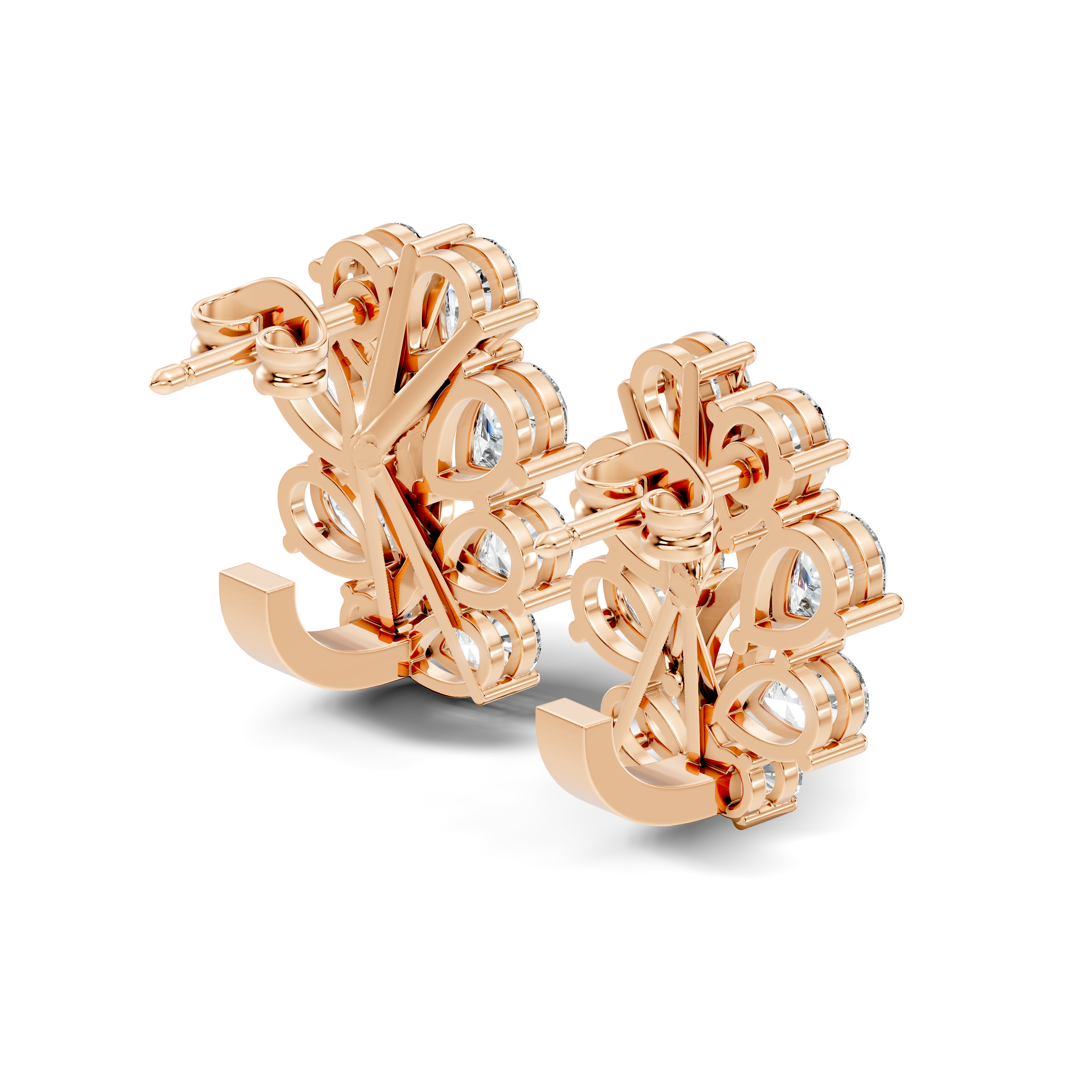 Pear-Cut Diamond Cluster Blossom Stud