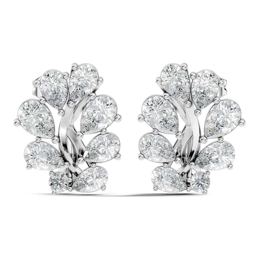 Pear-Cut Diamond Cluster Blossom Stud