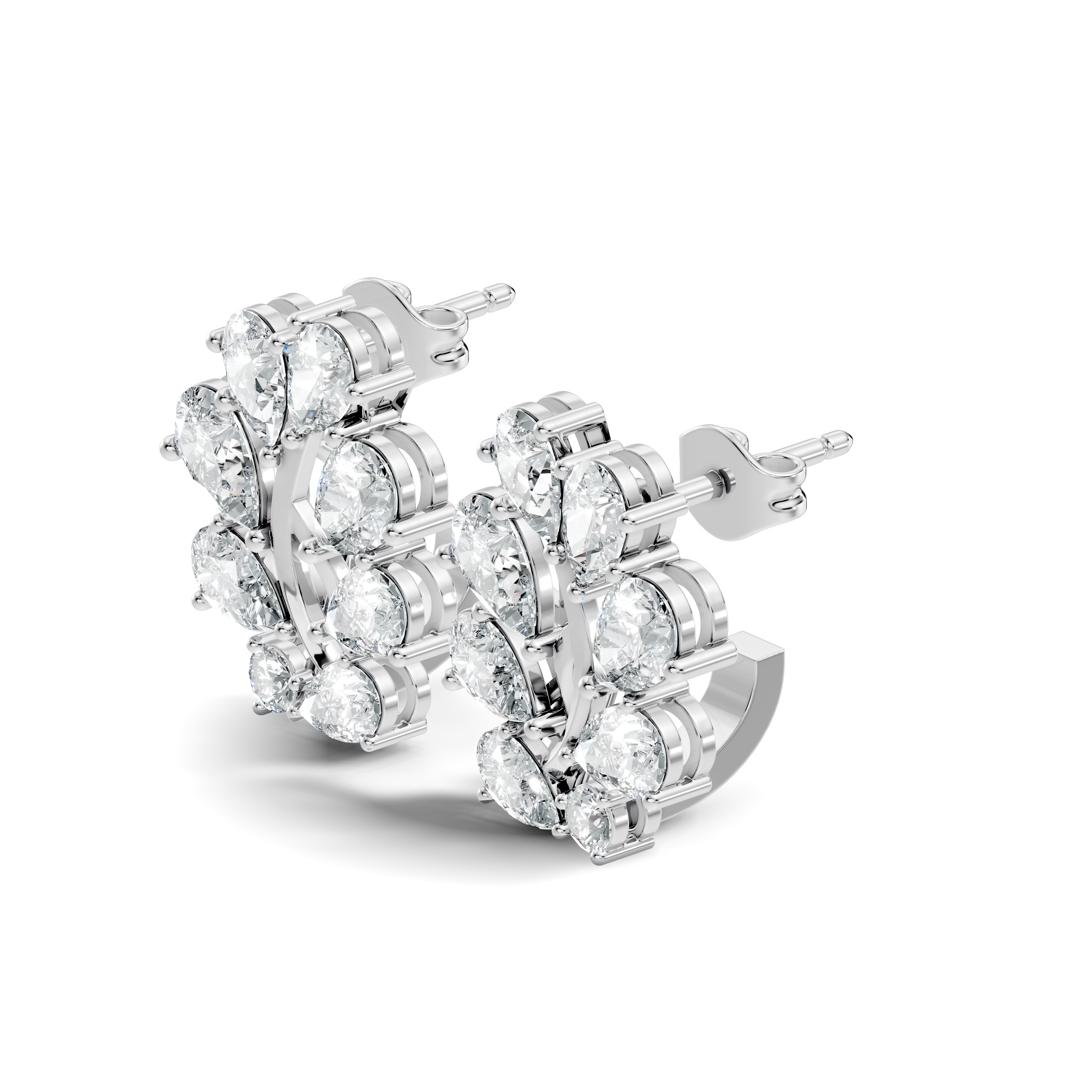Pear-Cut Diamond Cluster Blossom Stud
