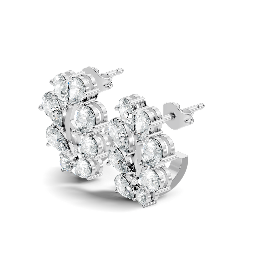 Pear-Cut Diamond Cluster Blossom Stud