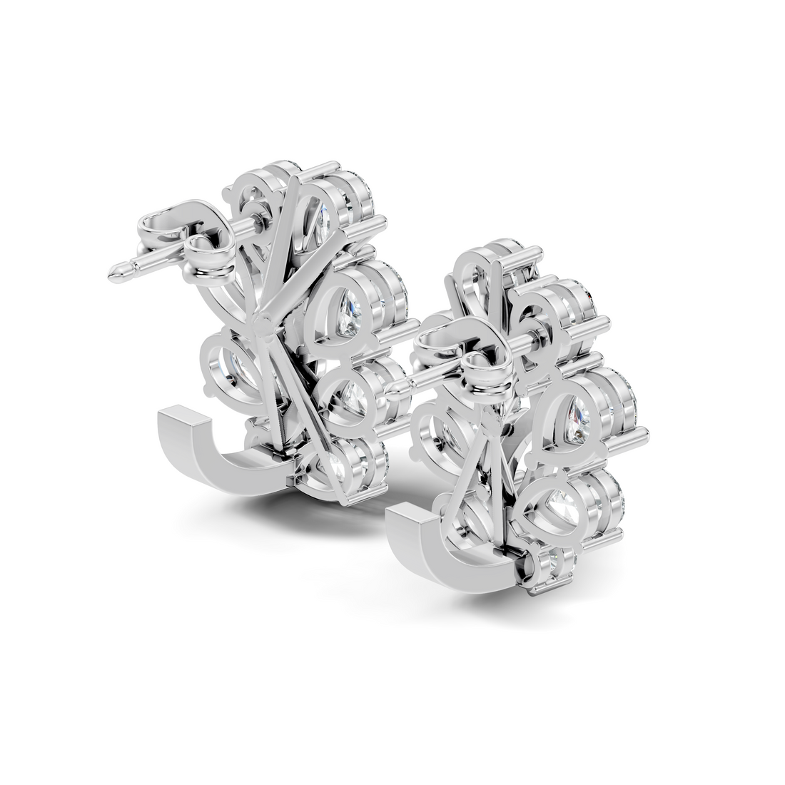Pear-Cut Diamond Cluster Blossom Stud