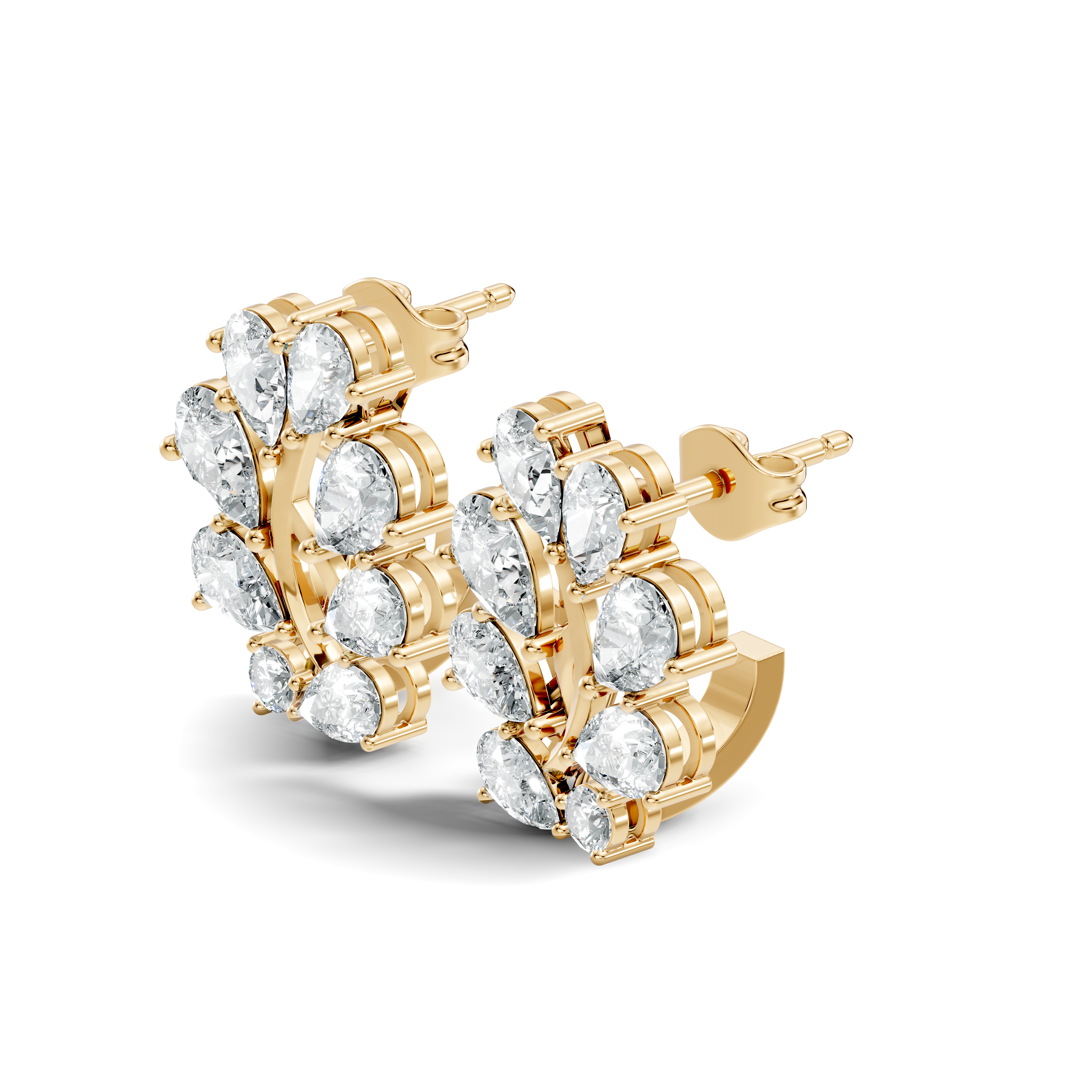 Pear-Cut Diamond Cluster Blossom Stud