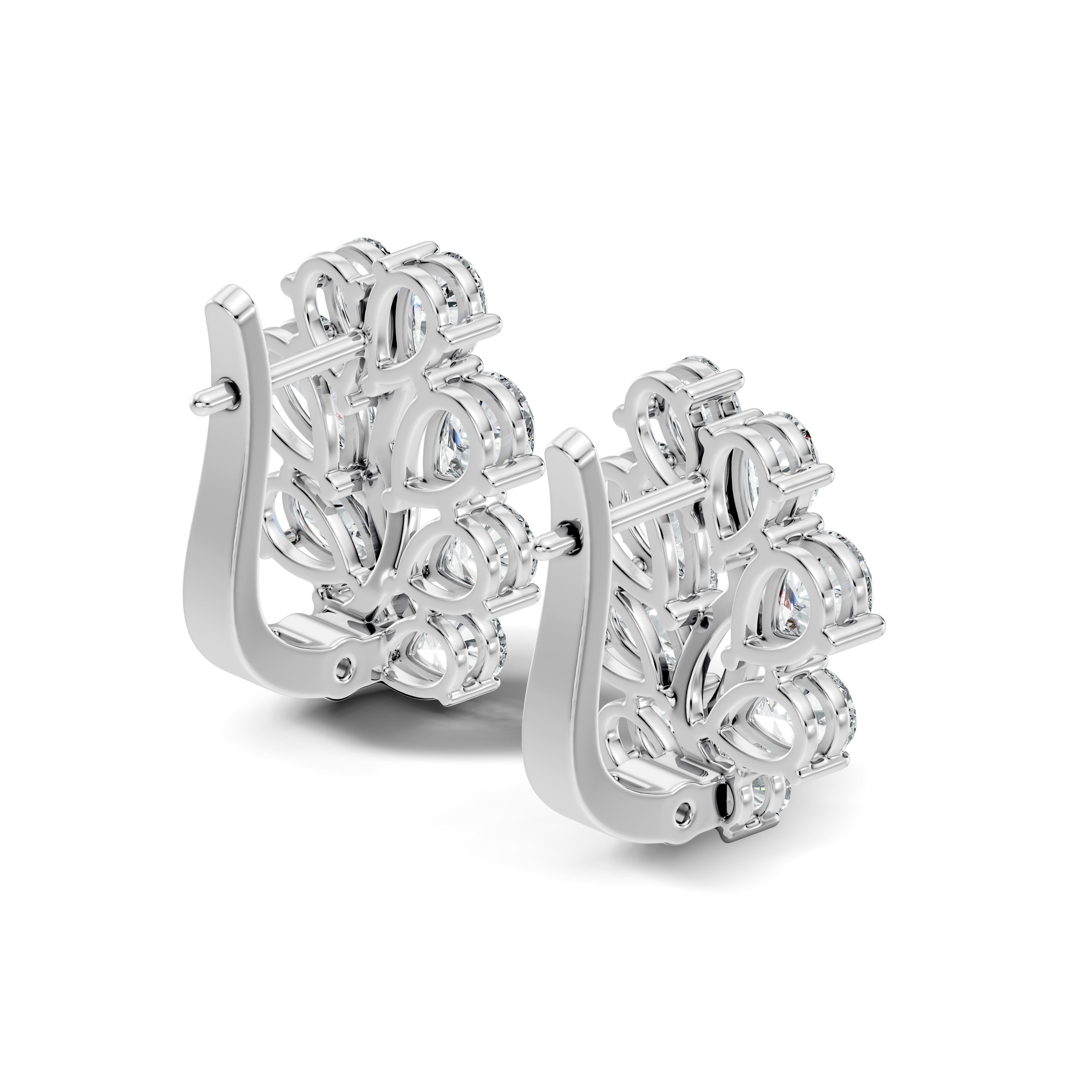 Pear-Cut Diamond Floral Huggie Earrings