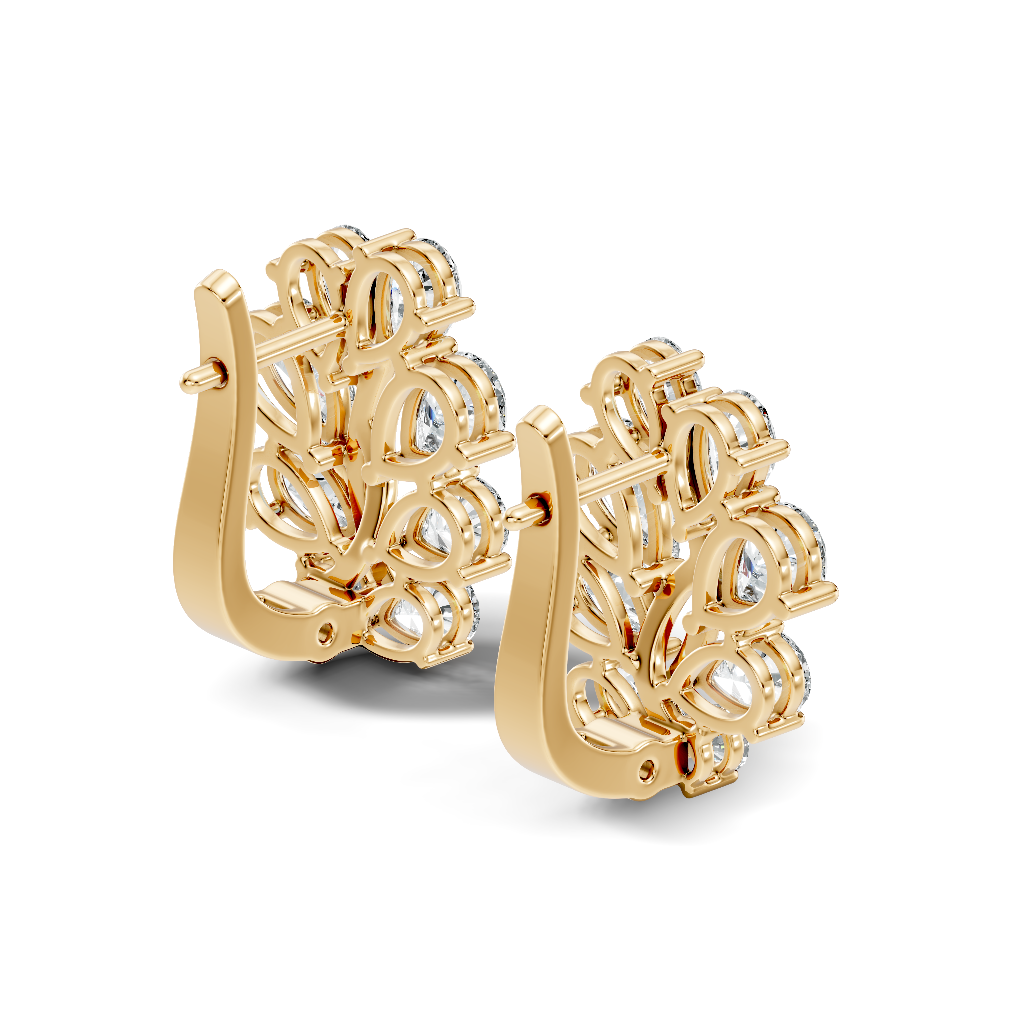 Pear-Cut Diamond Floral Huggie Earrings