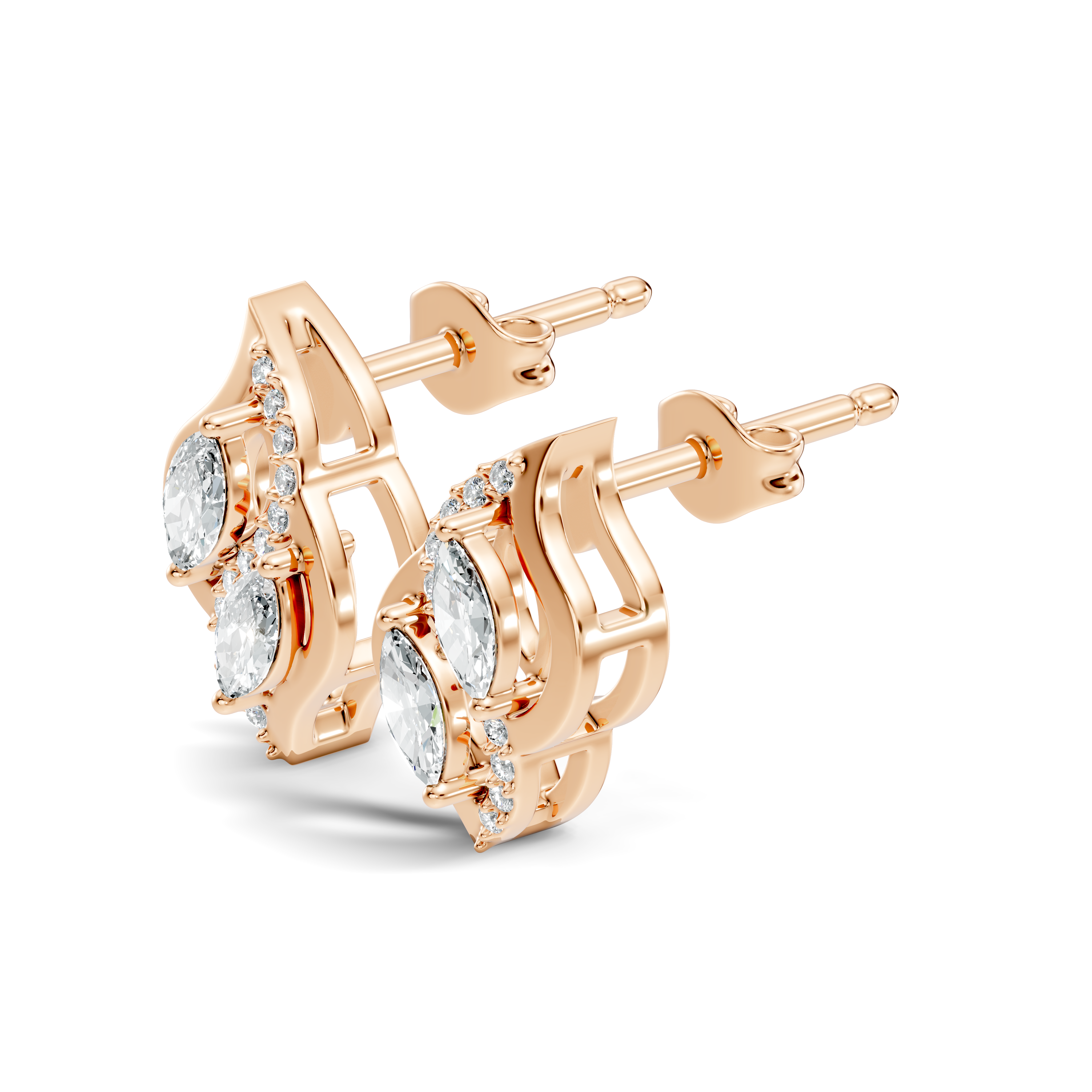 Elegant Marquise & Round Diamond Swirl Stud
