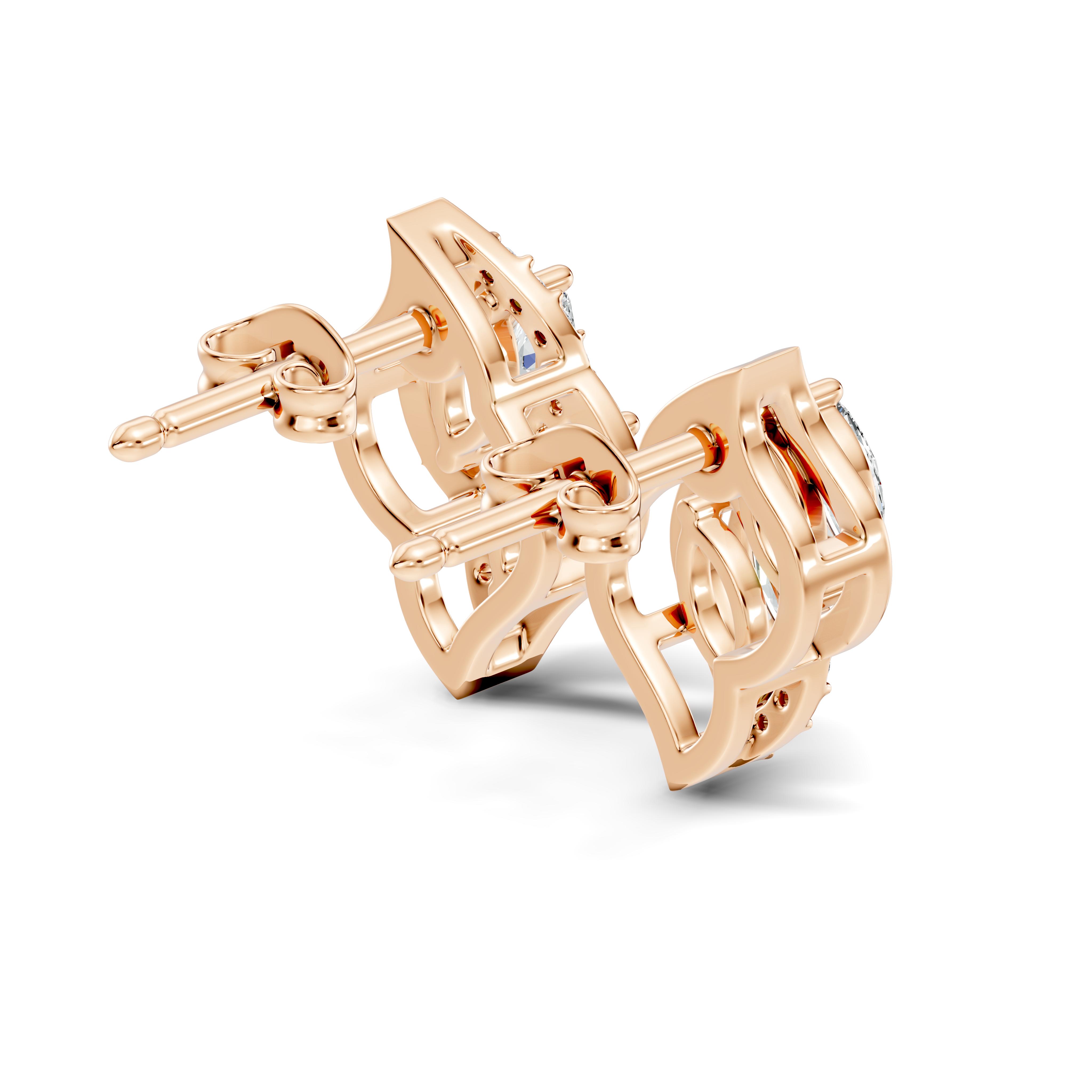Elegant Marquise & Round Diamond Swirl Stud