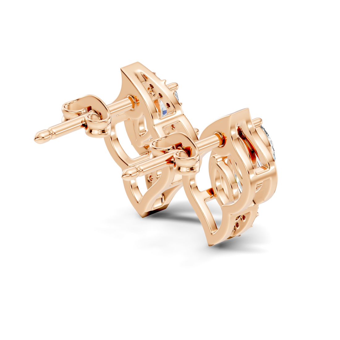 Elegant Marquise & Round Diamond Swirl Stud