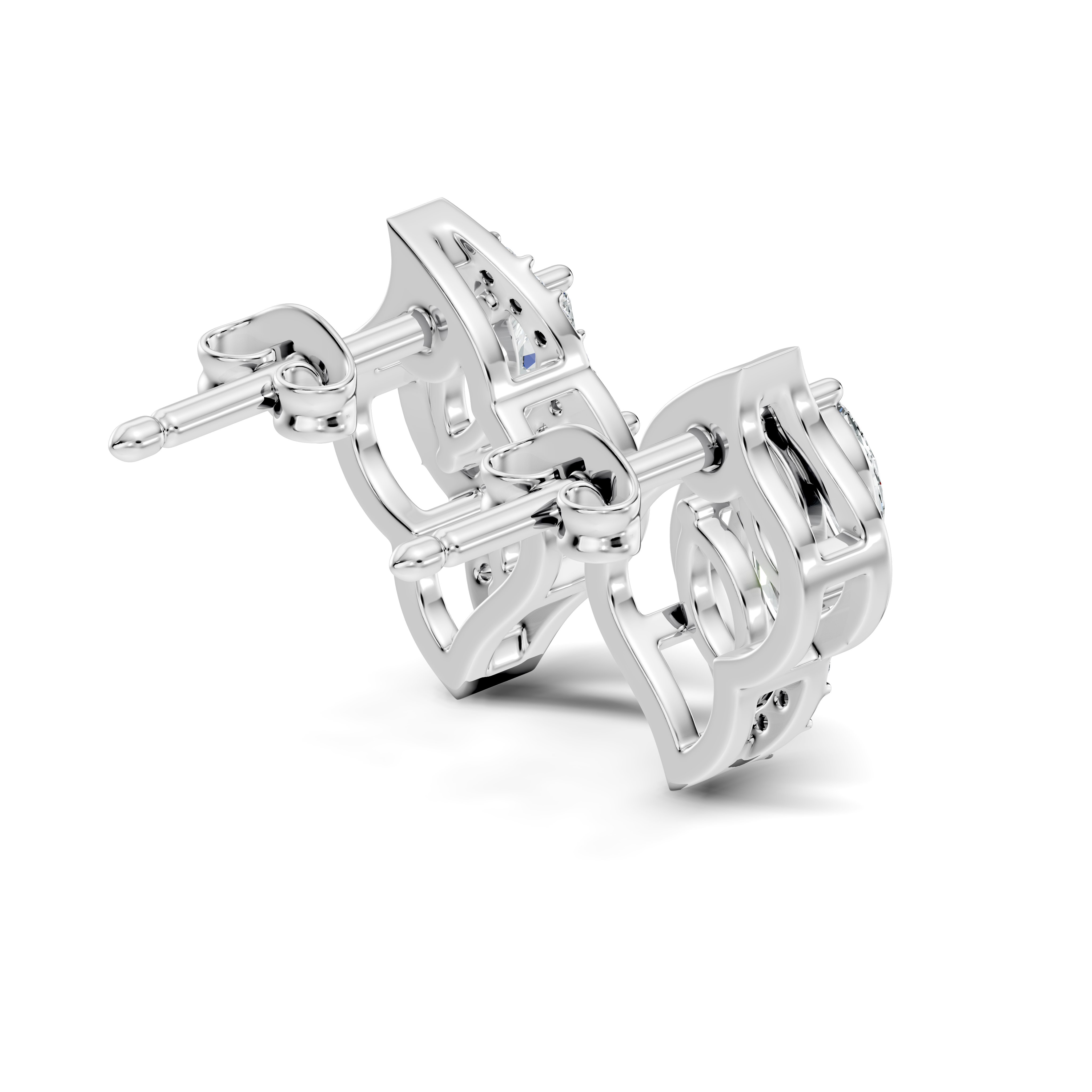 Elegant Marquise & Round Diamond Swirl Stud