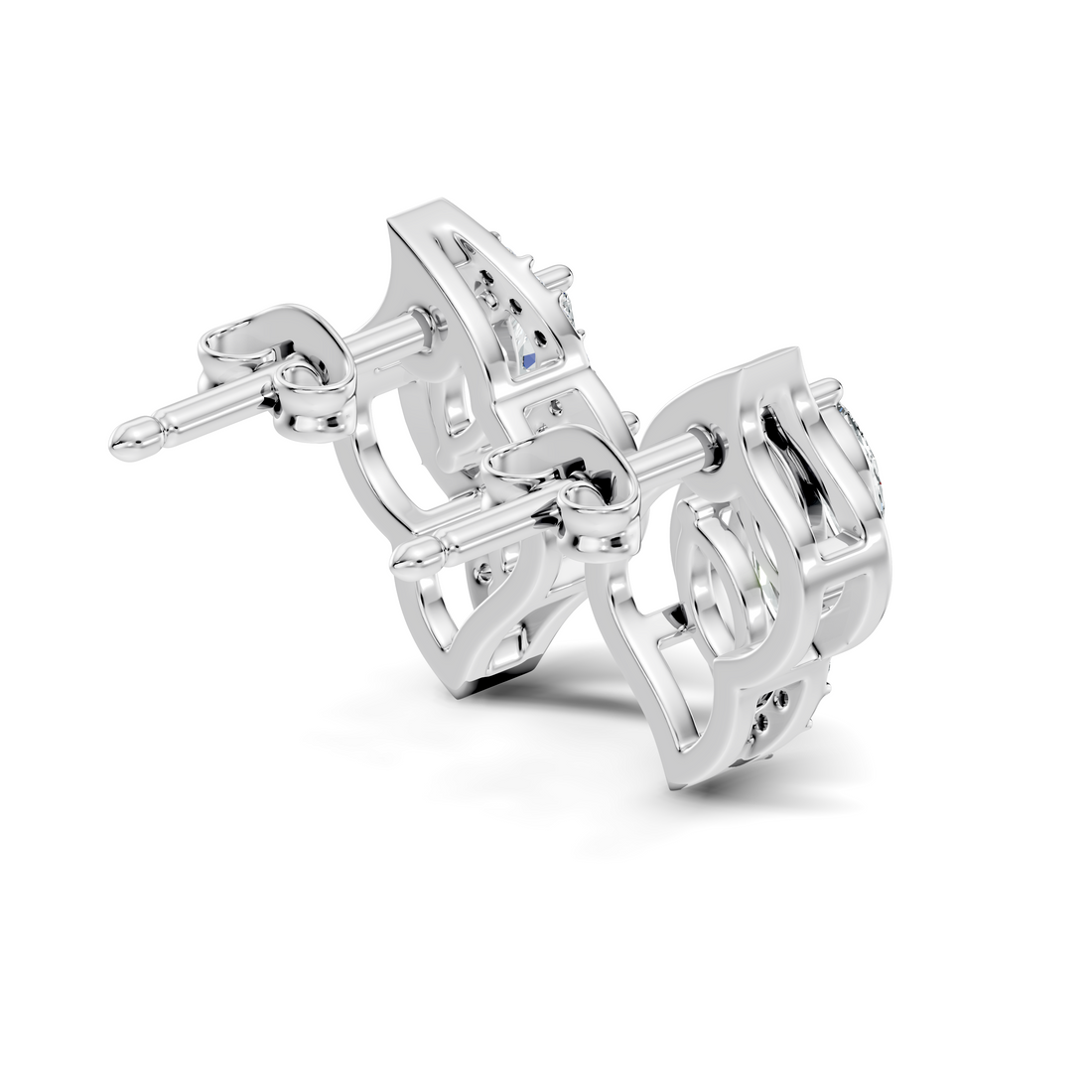 Elegant Marquise & Round Diamond Swirl Stud