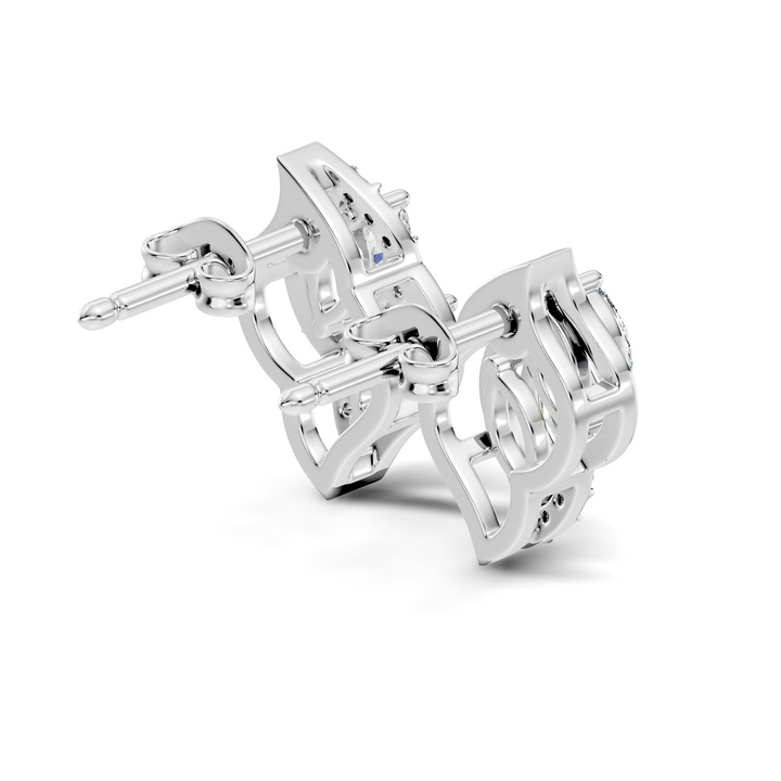 Elegant Marquise & Round Diamond Swirl Stud