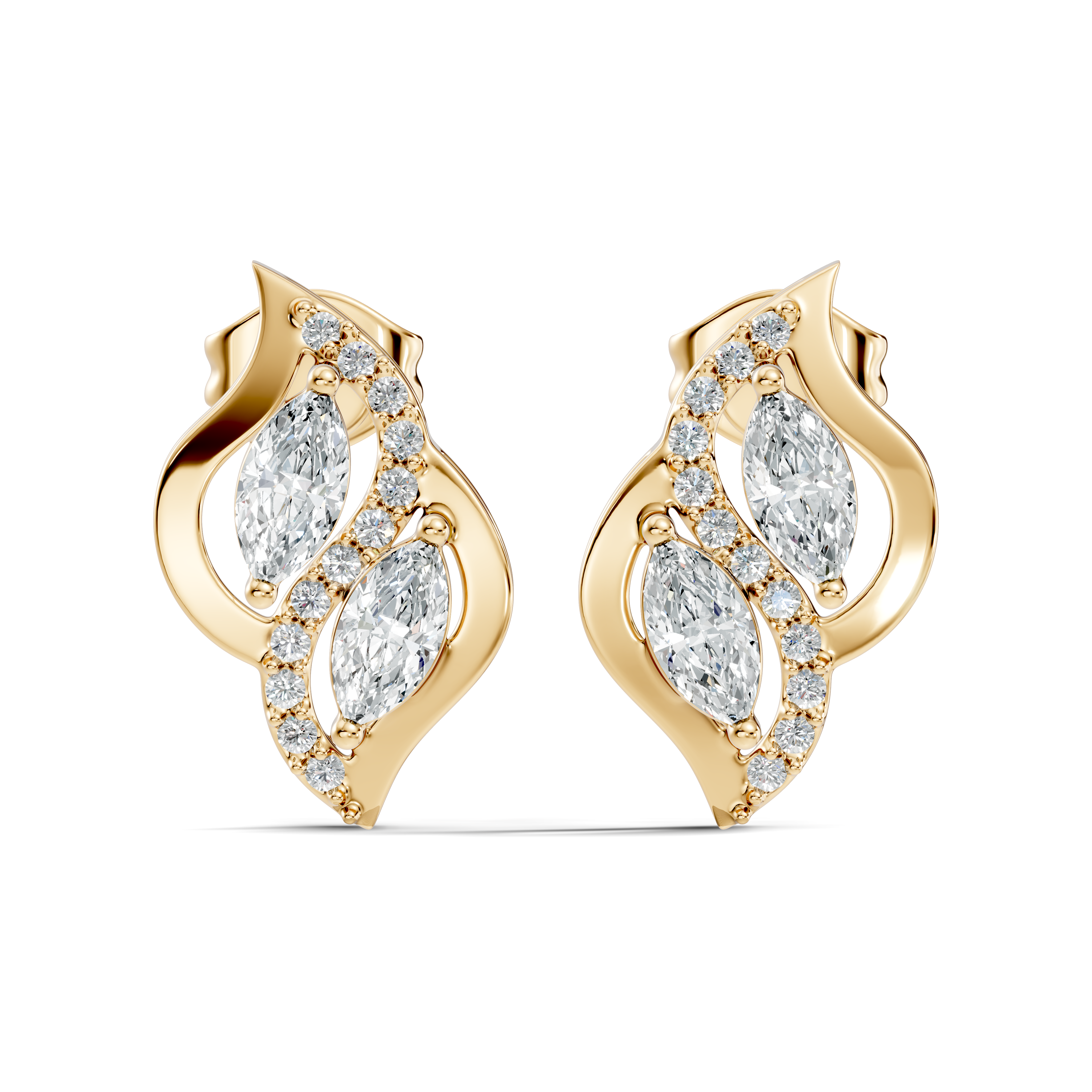 Elegant Marquise & Round Diamond Swirl Stud