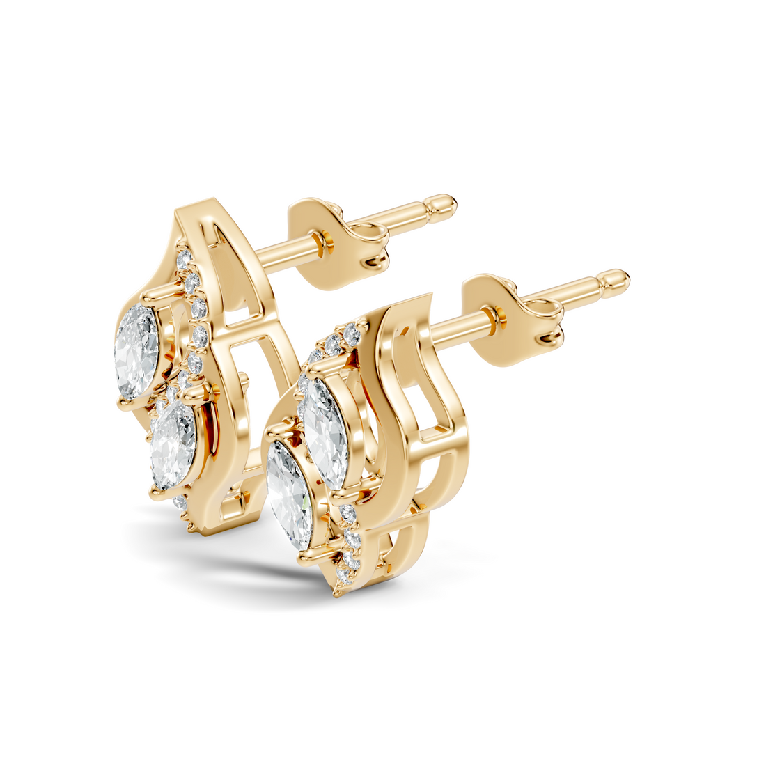 Elegant Marquise & Round Diamond Swirl Stud