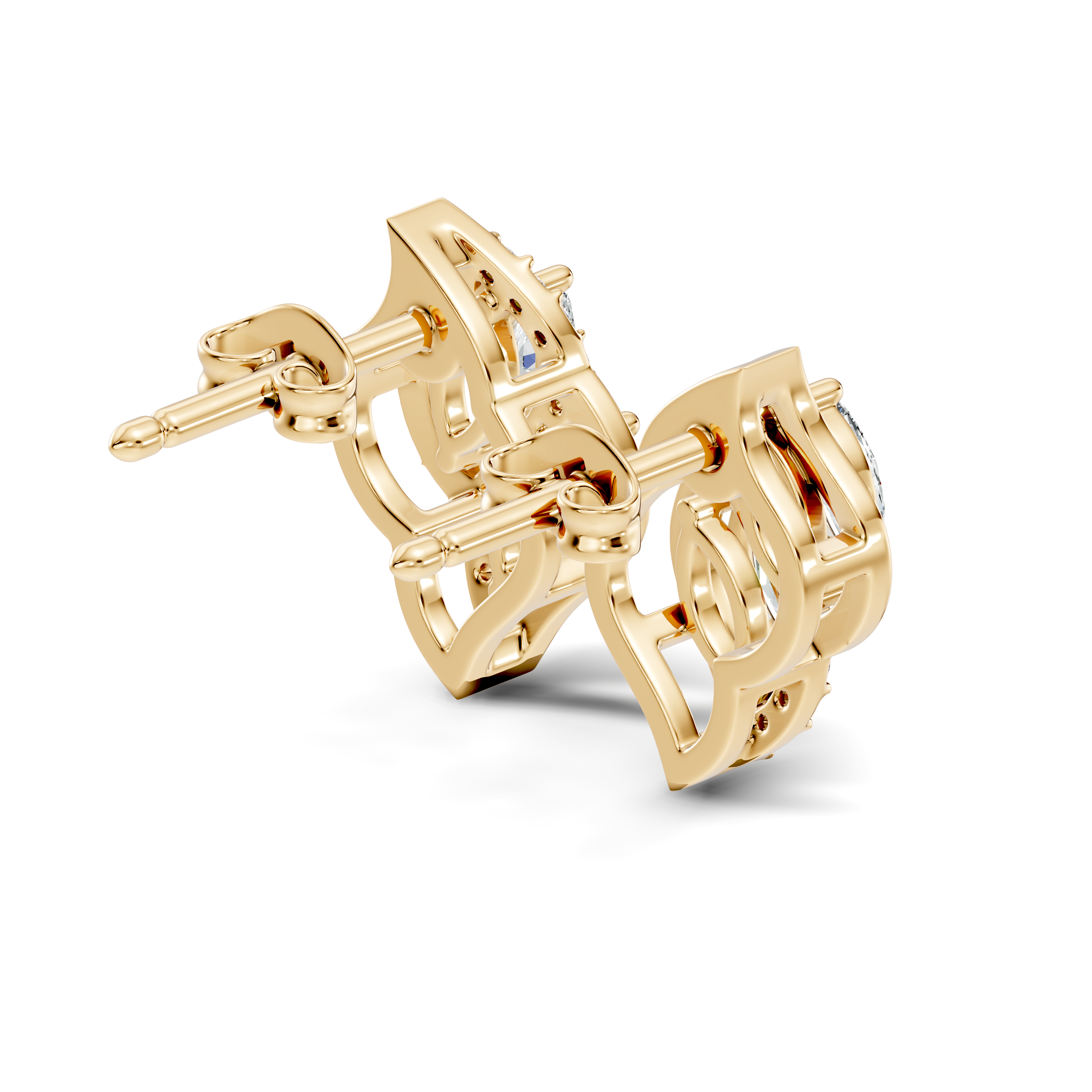 Elegant Marquise & Round Diamond Swirl Stud