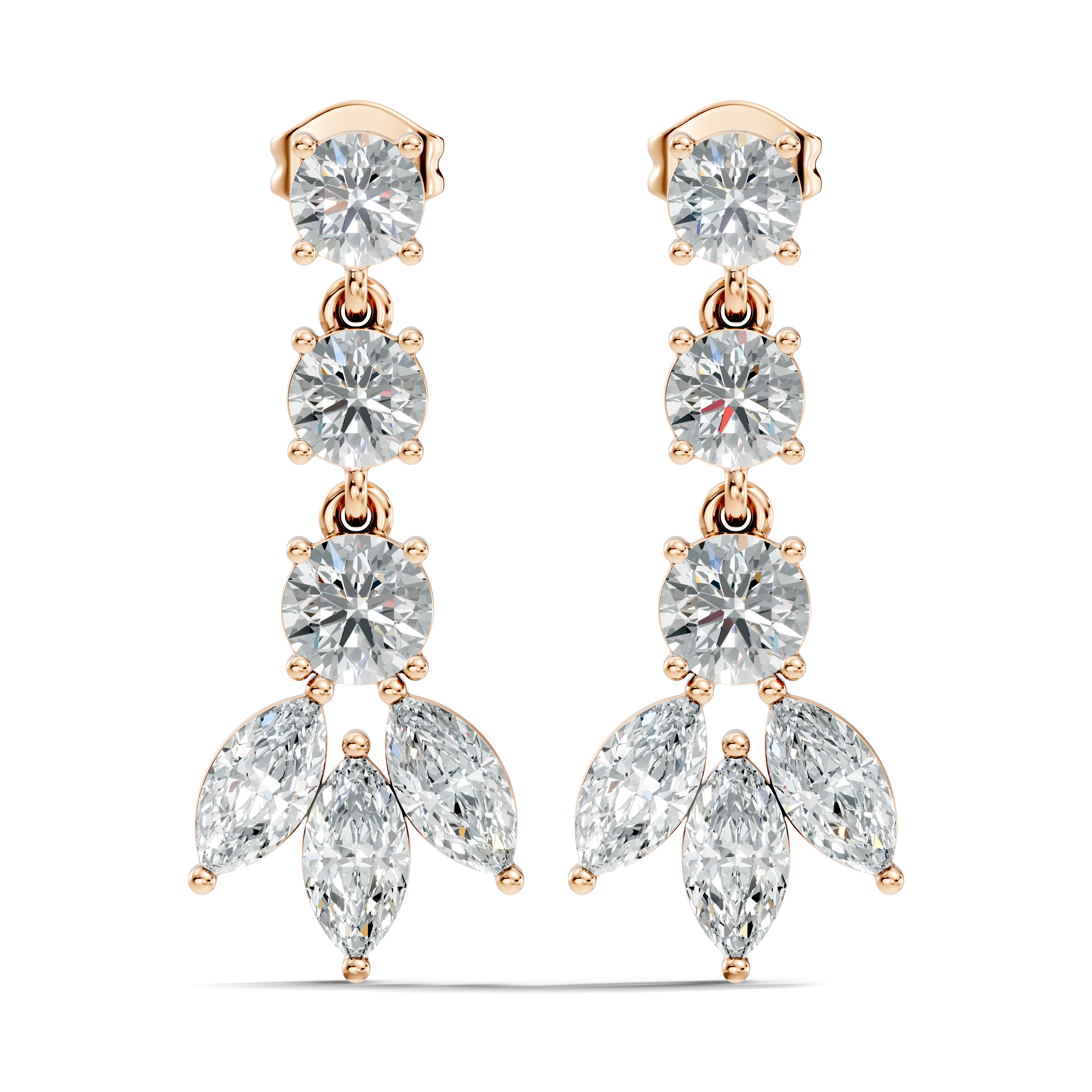 Linear Cascade Marquise Diamond Drop Earrings