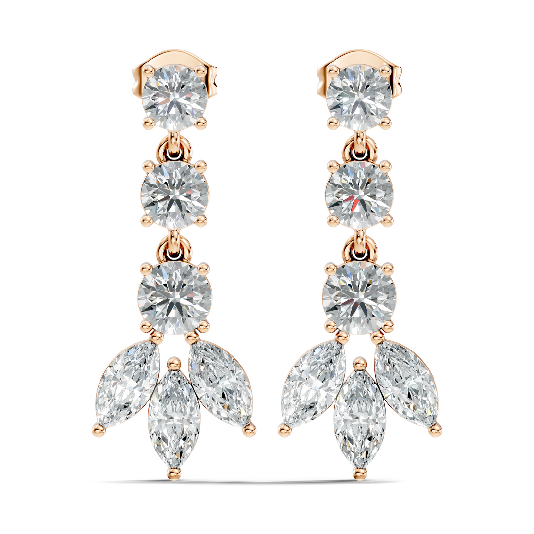 Linear Cascade Marquise Diamond Drop Earrings