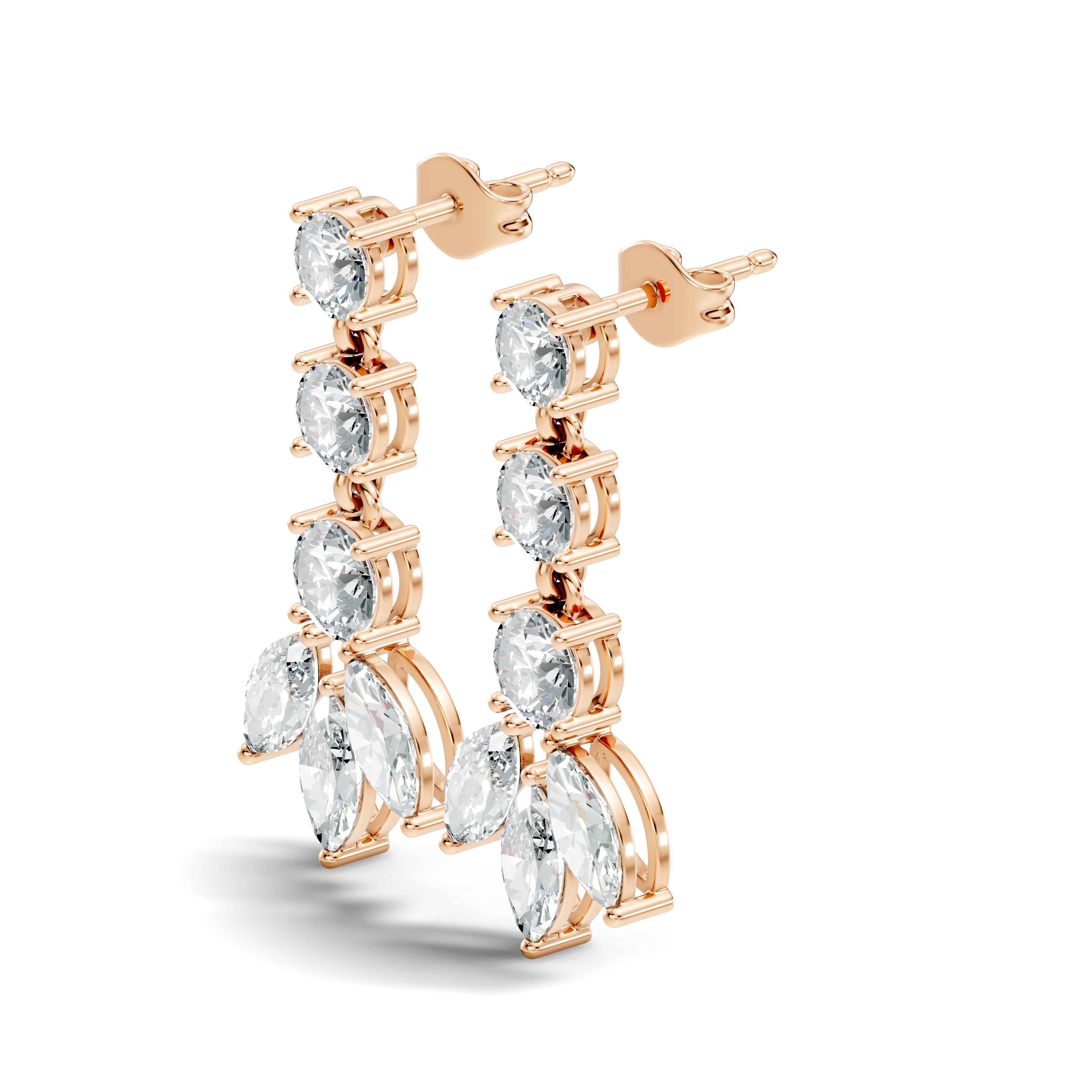 Linear Cascade Marquise Diamond Drop Earrings