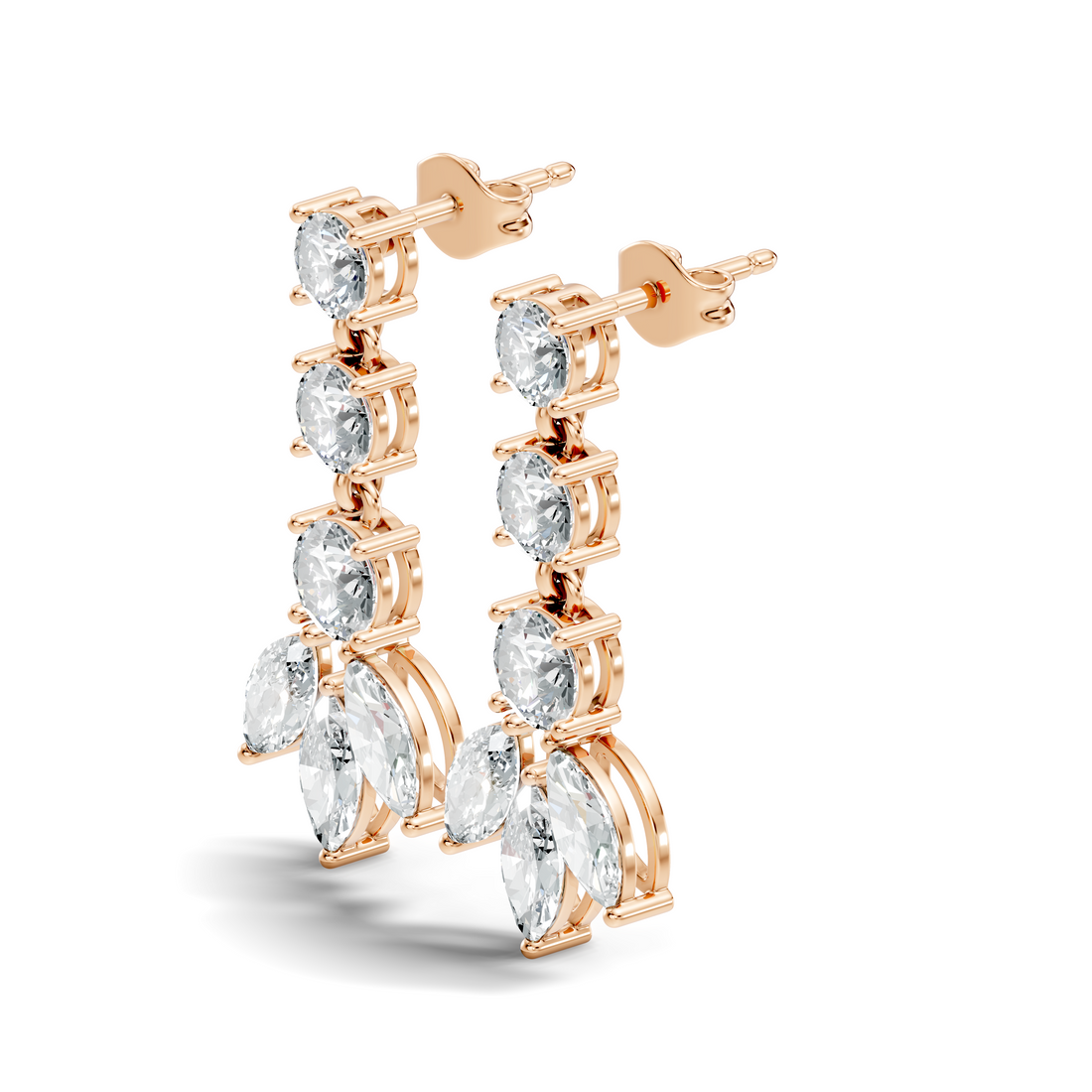 Linear Cascade Marquise Diamond Drop Earrings