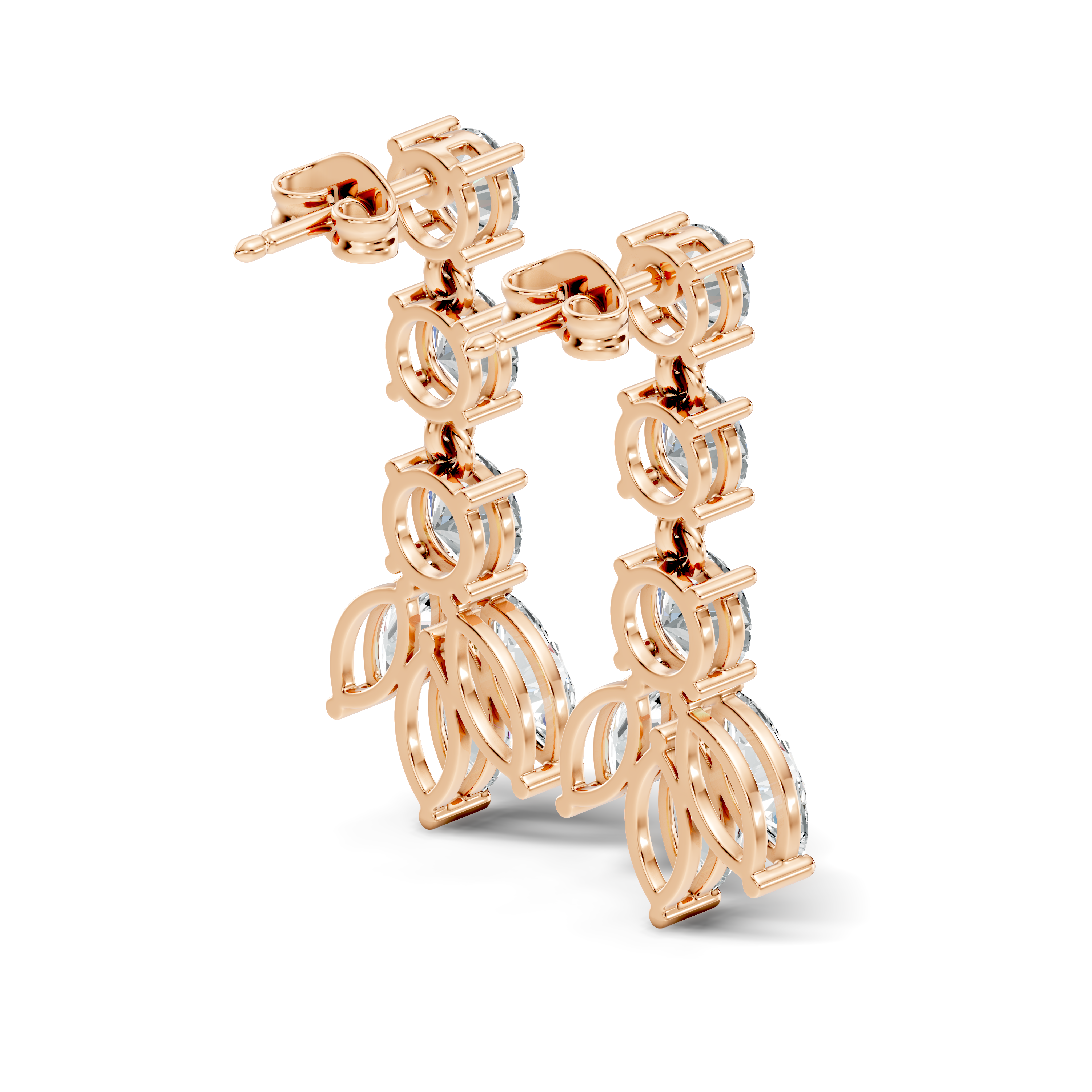 Linear Cascade Marquise Diamond Drop Earrings