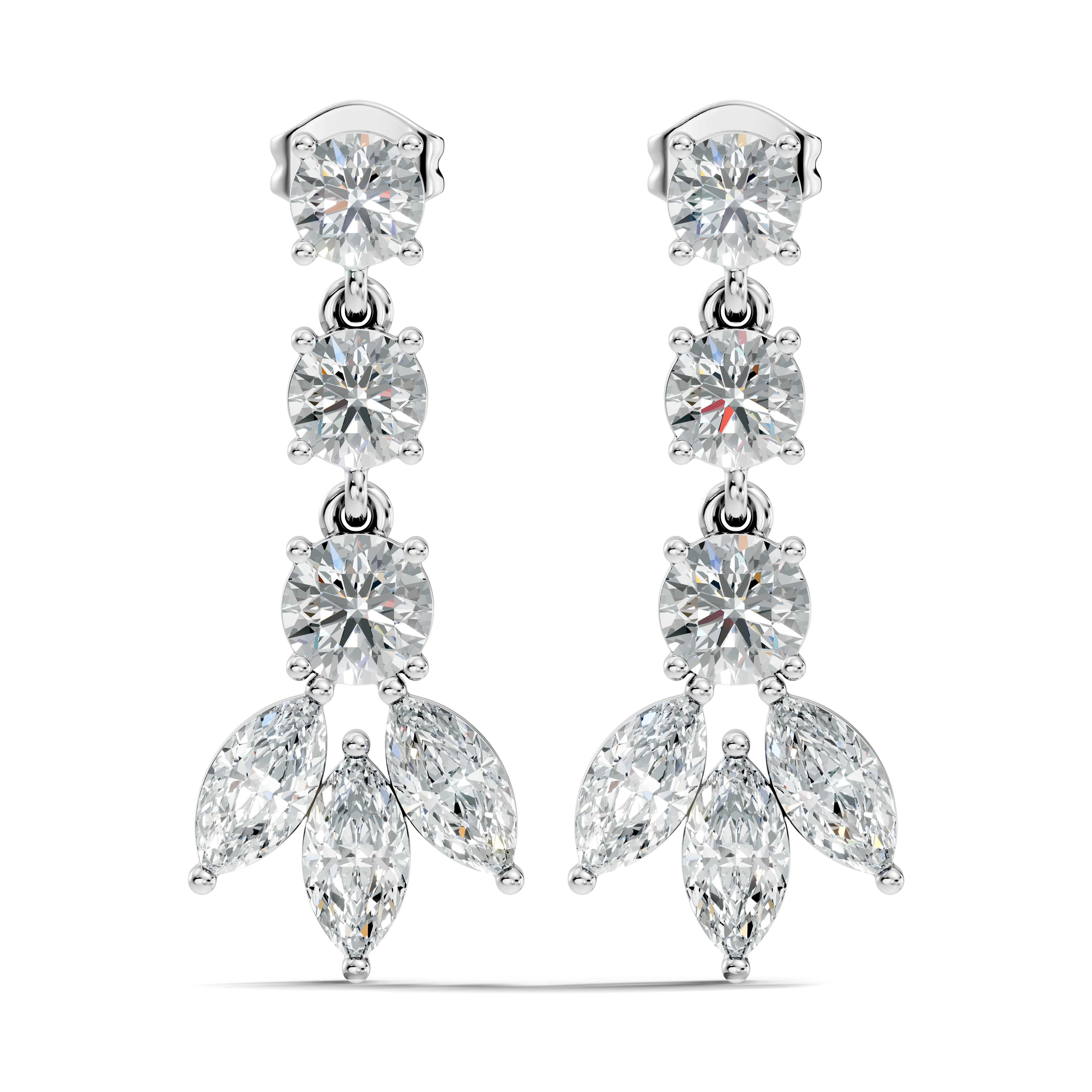 Linear Cascade Marquise Diamond Drop Earrings