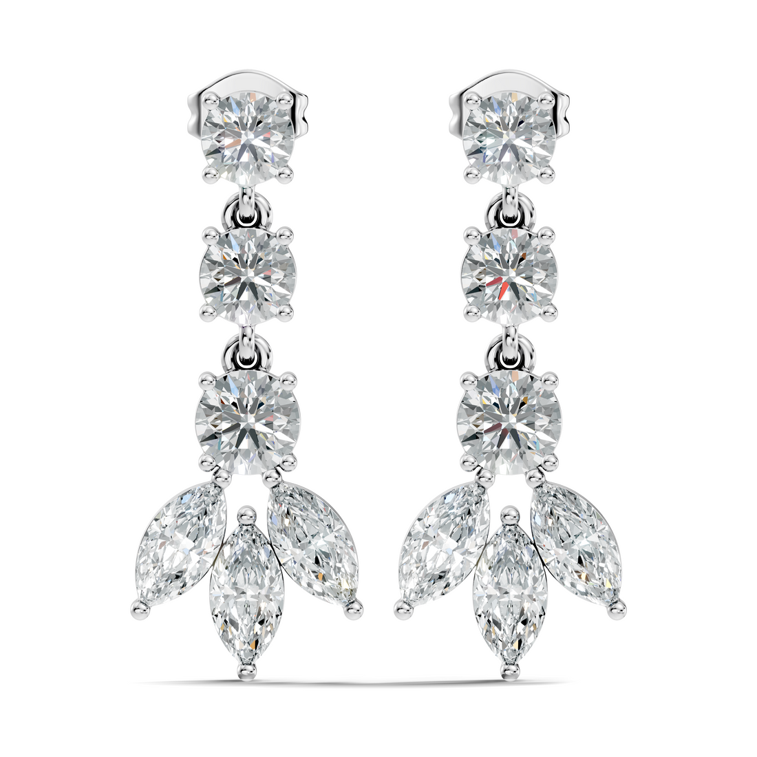 Linear Cascade Marquise Diamond Drop Earrings