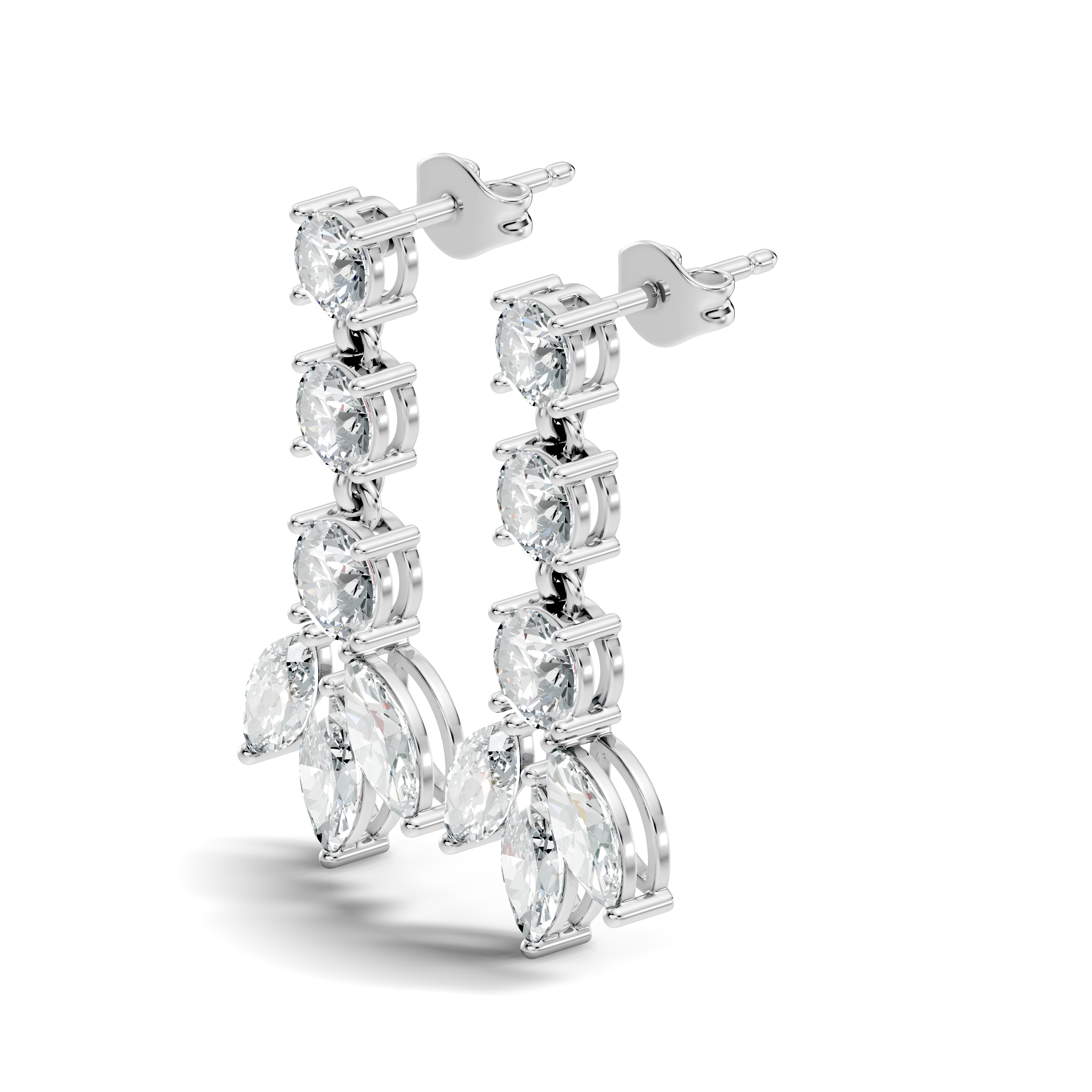 Linear Cascade Marquise Diamond Drop Earrings