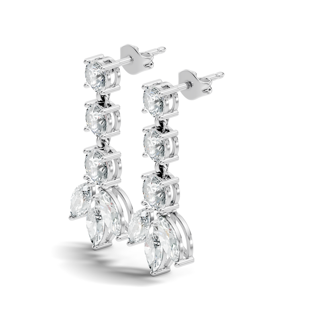 Linear Cascade Marquise Diamond Drop Earrings