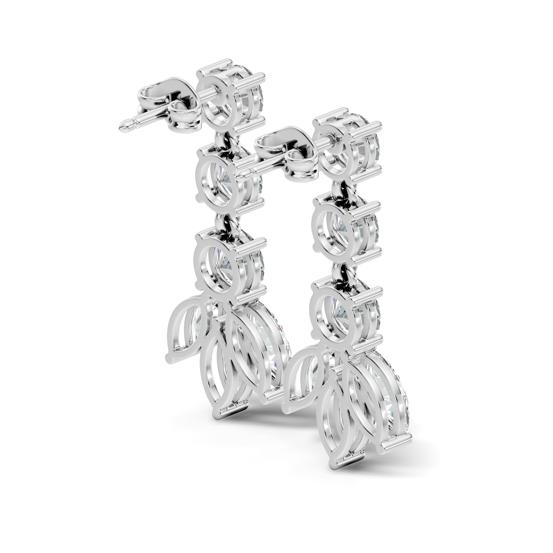 Linear Cascade Marquise Diamond Drop Earrings