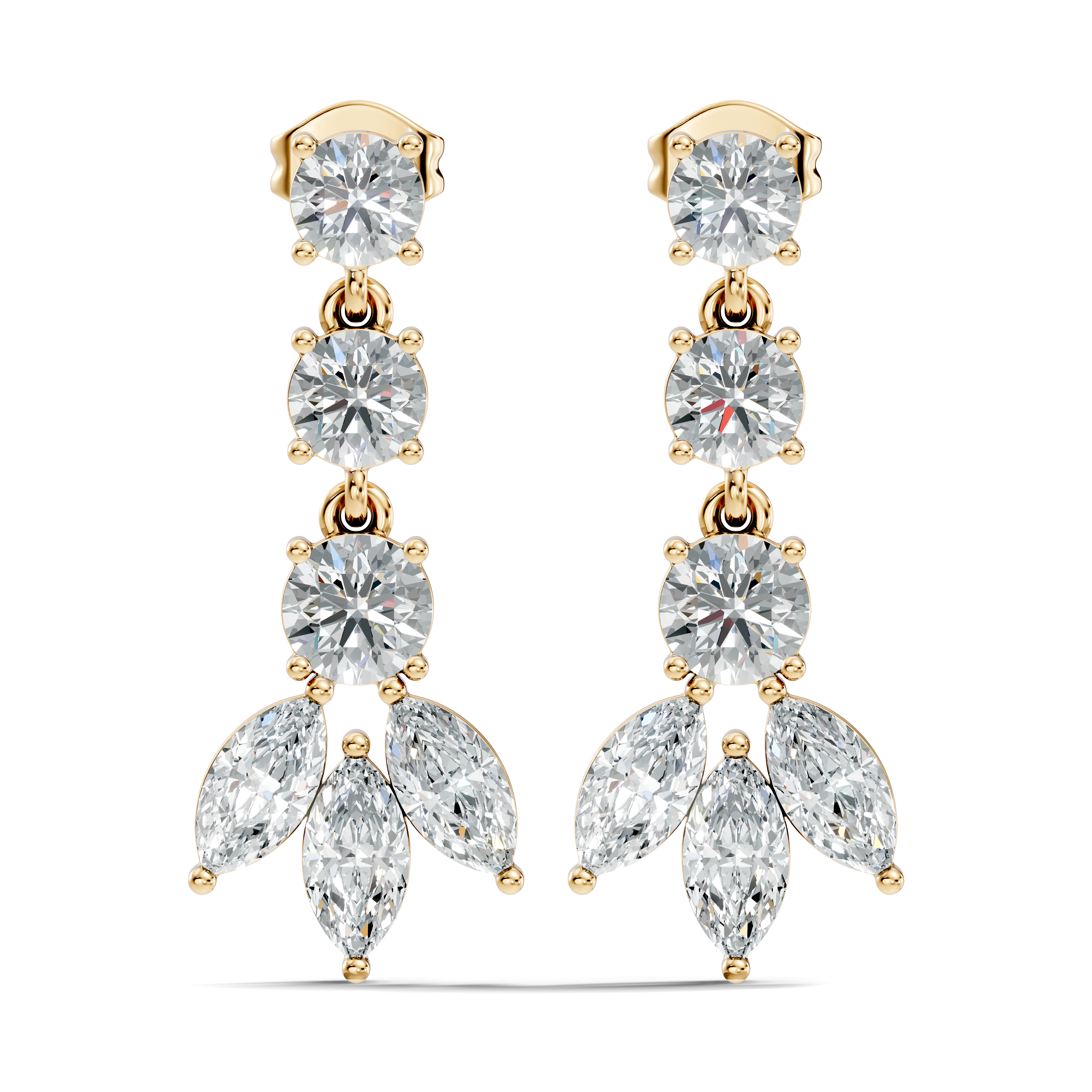 Linear Cascade Marquise Diamond Drop Earrings