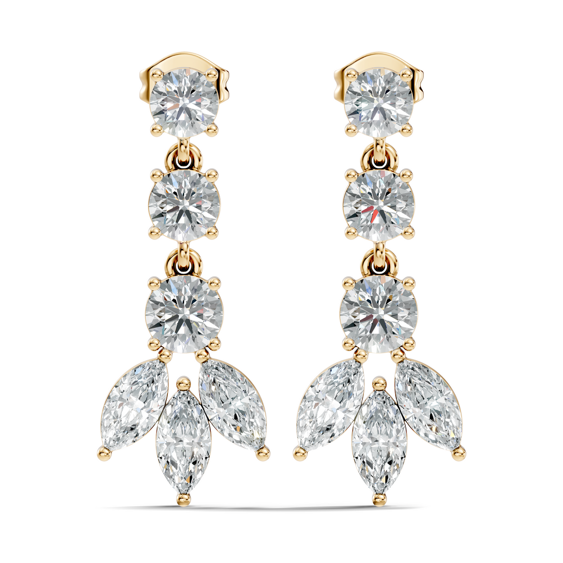 Linear Cascade Marquise Diamond Drop Earrings