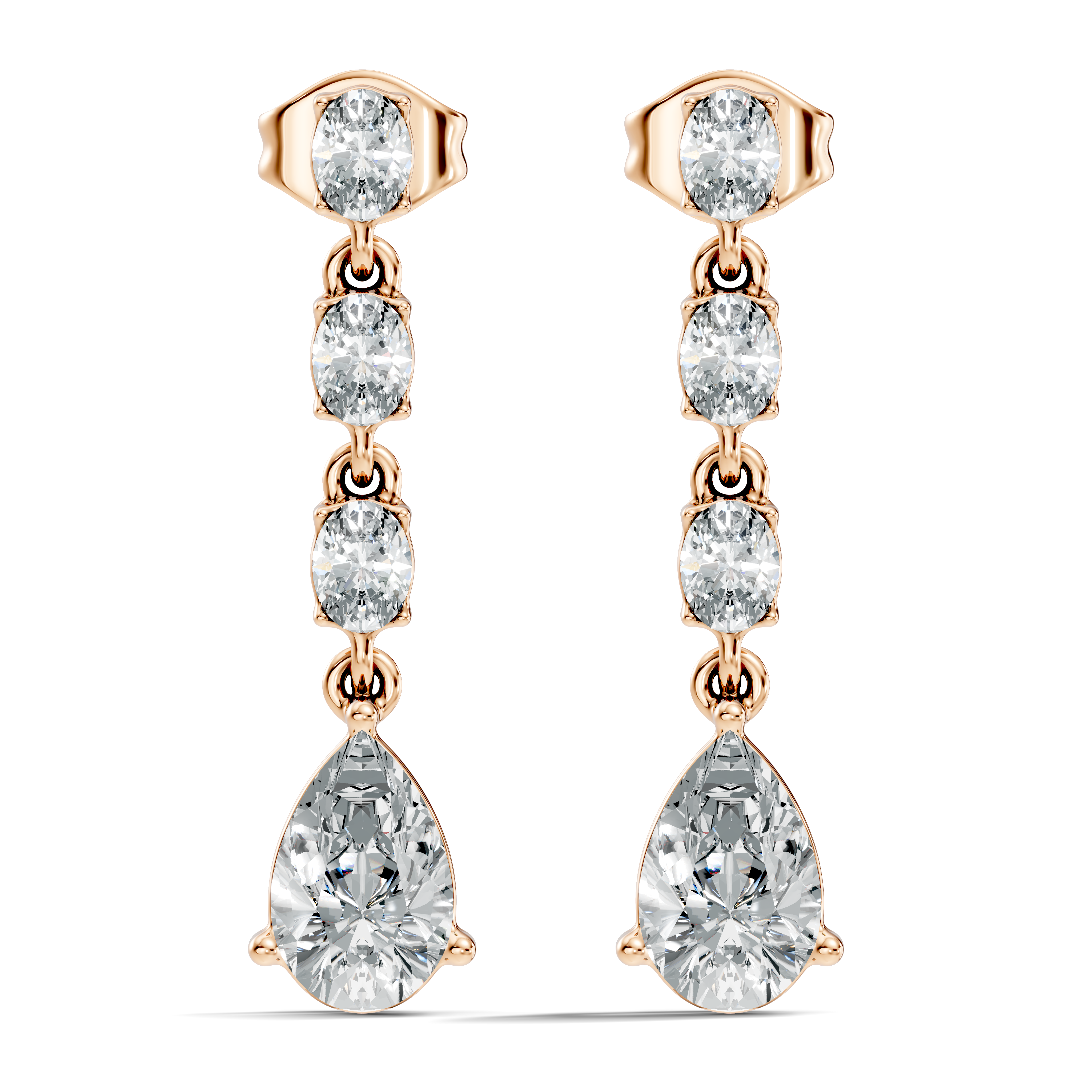 Linear Pear-Cut Diamond Drop Earrings