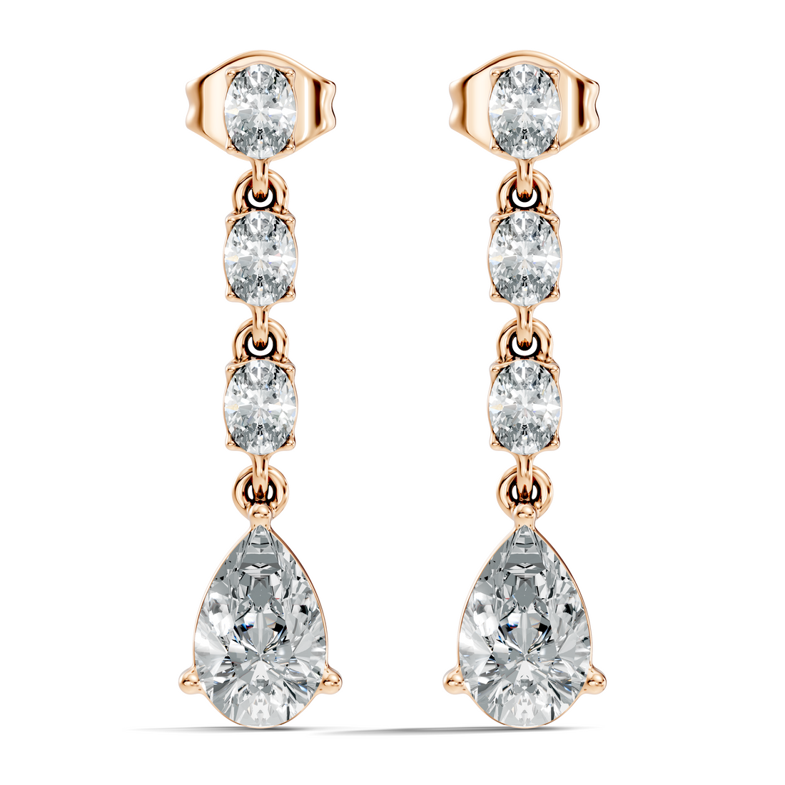 Linear Pear-Cut Diamond Drop Earrings